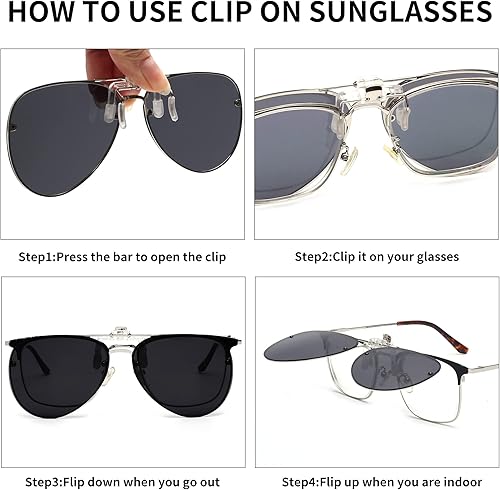 Miniatura 4 de JM Gafas de sol de aviador con clip retro polarizadas con vuelco sobre gafas recetadas para hombres y mujeres