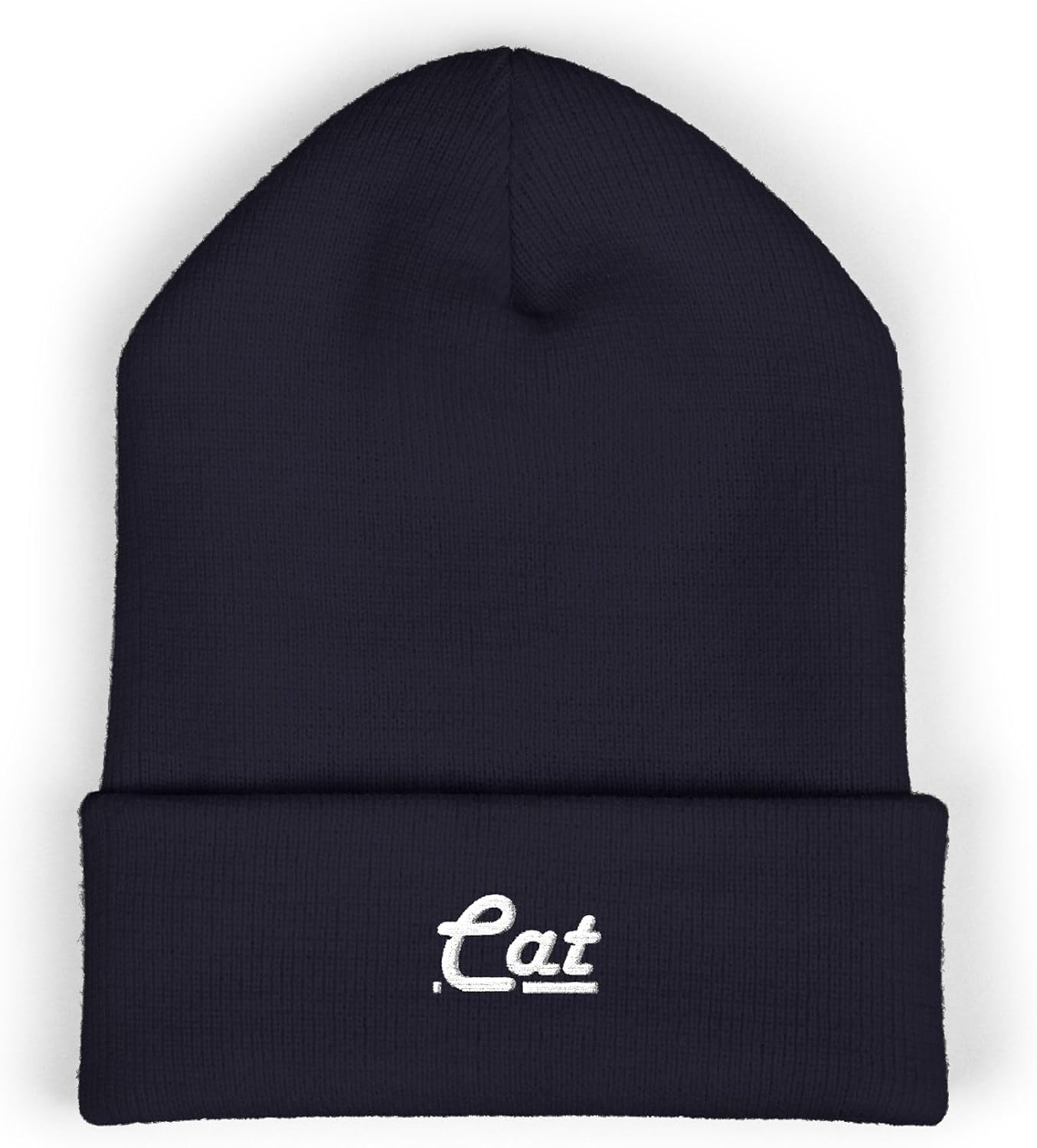 Premium Classic Cuffed Beanie Hat - Cat Embroidery Message