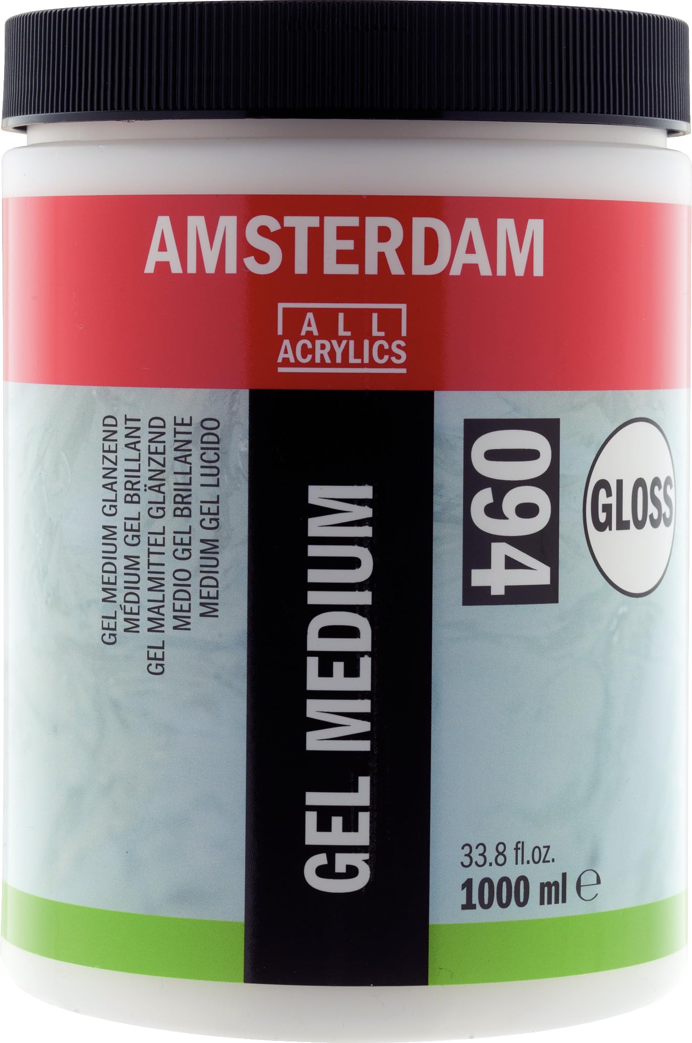 Amsterdam Mediums - Gel Medium Gloss 094-1000 ml Jar - Acrylic Paint Thickener - Enhances Volume & Transparency - Glossy Finish - Ideal for Mixed Media - Waterproof When Dry