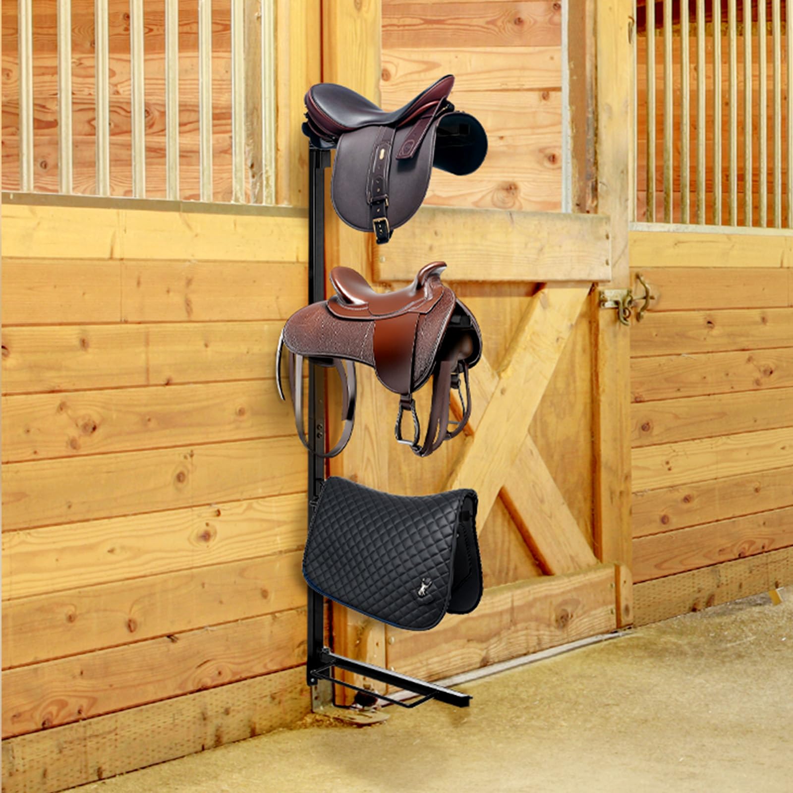 VEVOR Supporto per Sella da Parete, Supporto per Sella per Cavallo a 4 Livelli, Supporto per Sella Western e Inglese, Supporto per Coperta per Cavallo per Organizzazione Selleria 609 x 177 x 1320 mm