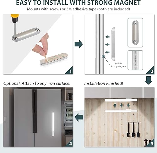 Miniatura 6 de BLS - Paquete de 6 luces con sensor de movimiento para interiores + 1 paquete de luces LED T401 para armario, funciona con pilas, iluminación