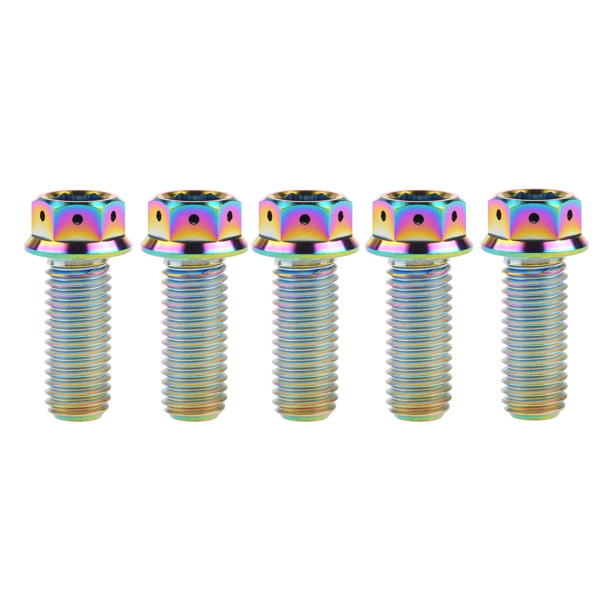Ruifu Titanium M6 M8 M10 10 15 20 25 30 35 40 45 50 55 60 65 70 75 80 85 90mm Flange Allen Key Head Bicycle Bolts Screws Pack of 5 (Rainbow, M10x30mm Pitch1.25)