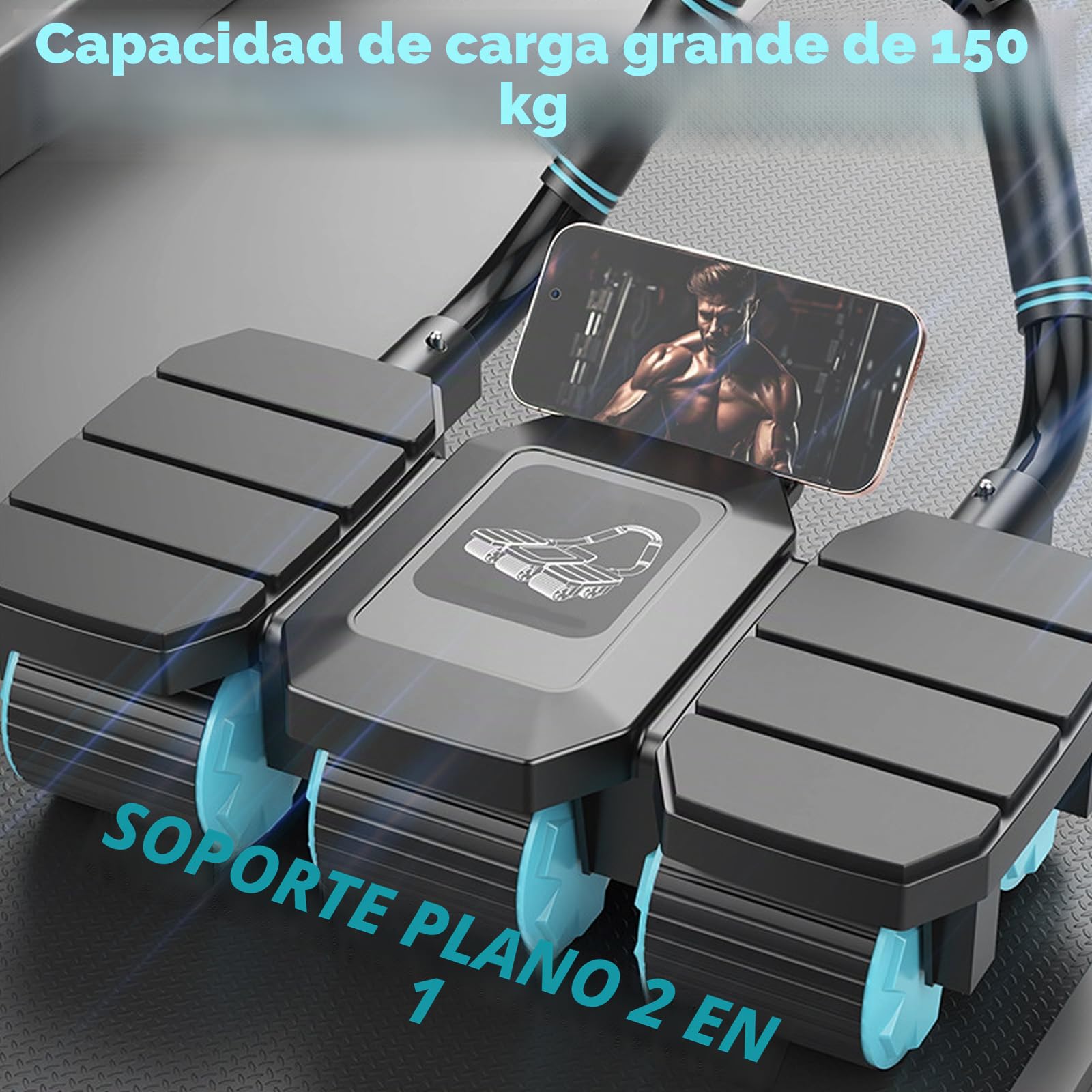 Rodillo abdominal, entrenador de abdominales para el hogar, rodillo de rebote automático con 8 soportes para codos, rodillo de músculos abdominales con almohadillas de espuma para codos, capacidad