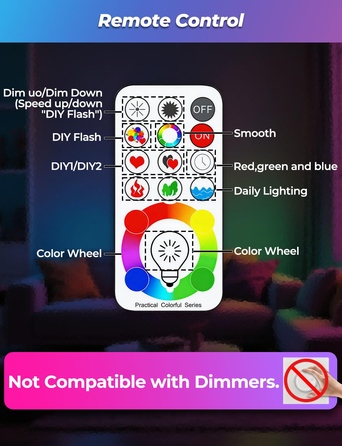 iLC LED Ampoules de couleur Edison Changement de Couleur Ampoule RGB+Blanc Dimmable - 120 Choix de Couleur - 10Watt E26 Types RGBW LED Ampoules - 2 Modes Dynamiques - Télécommande Compris (Lot de 2)