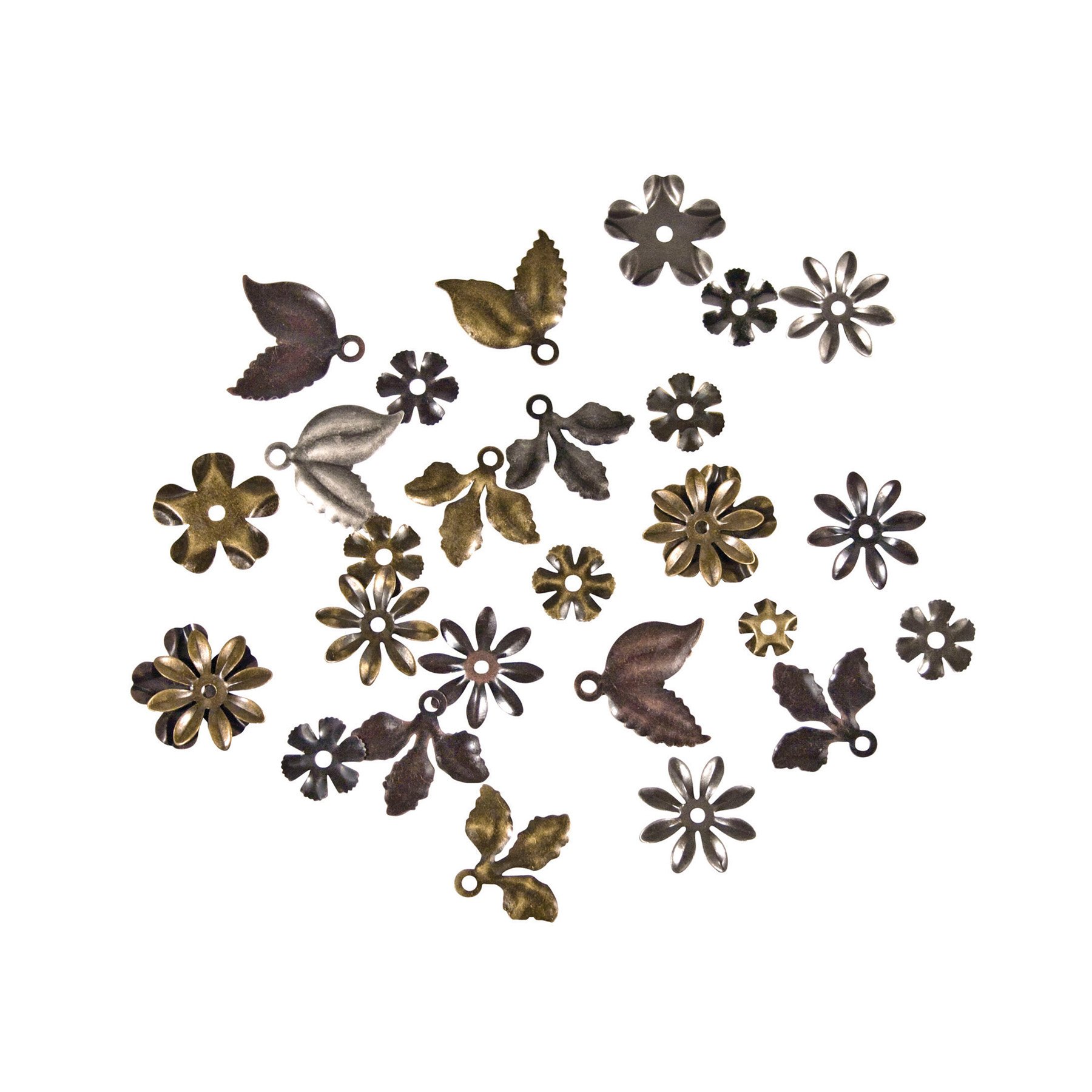 Metal Foliage with Fasteners by Tim Holtz Idea-ology, 18 per Pack, Various Sizes, Antique Finishes, TH92788