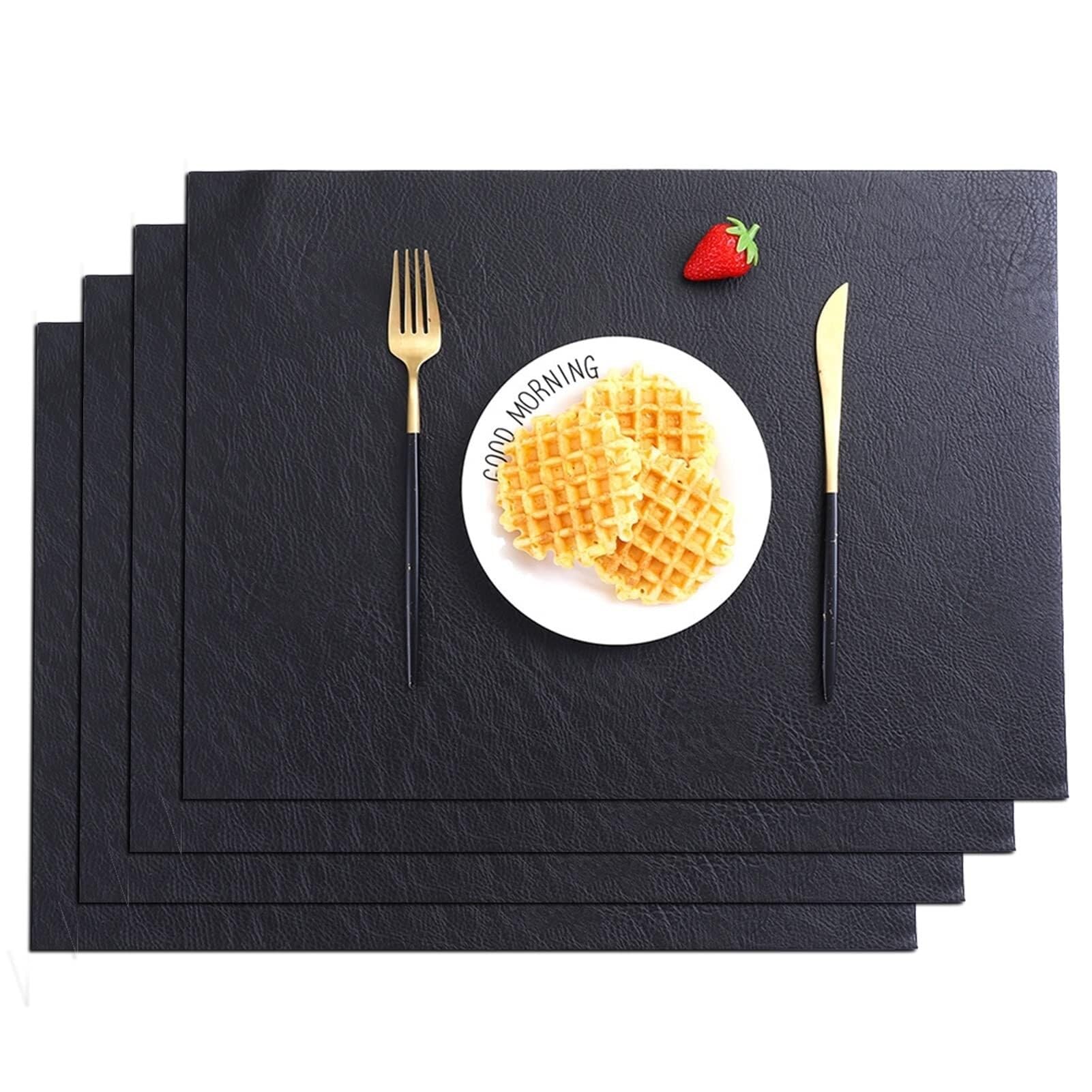 Tapis de table en cuir lavable fini les taches avec ces sets noirs de cuisine