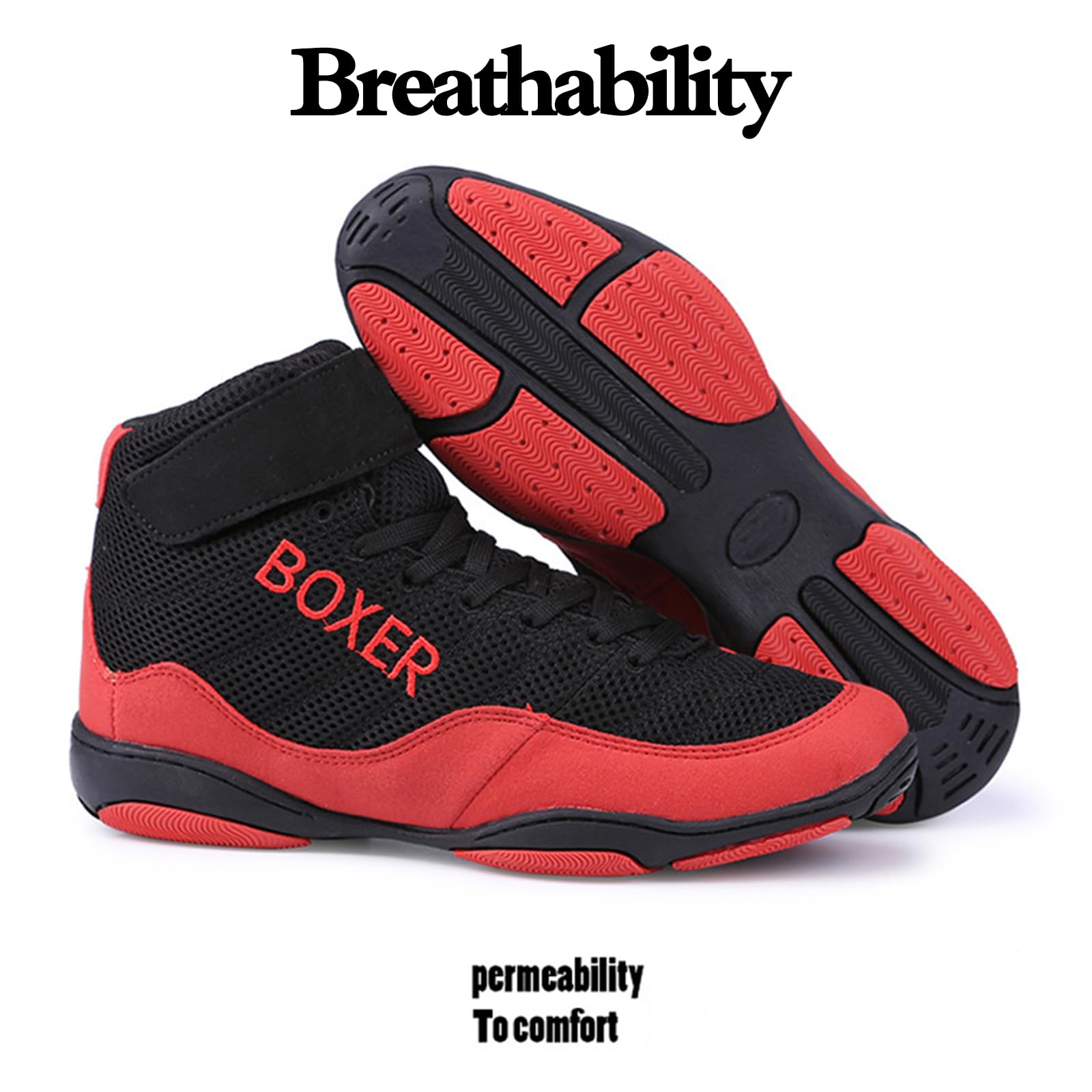 Scarpe Da Boxe Per Bambini,Ligthweight Wrestling Scarpe,Scarpe Da Boxe Giovanili,Traspiranti,Antiscivolo,Tessuto A Rete,Comfort Stabilità,Laced,Gioco Di Gambe Perfetto,Per Esercizio Fitness