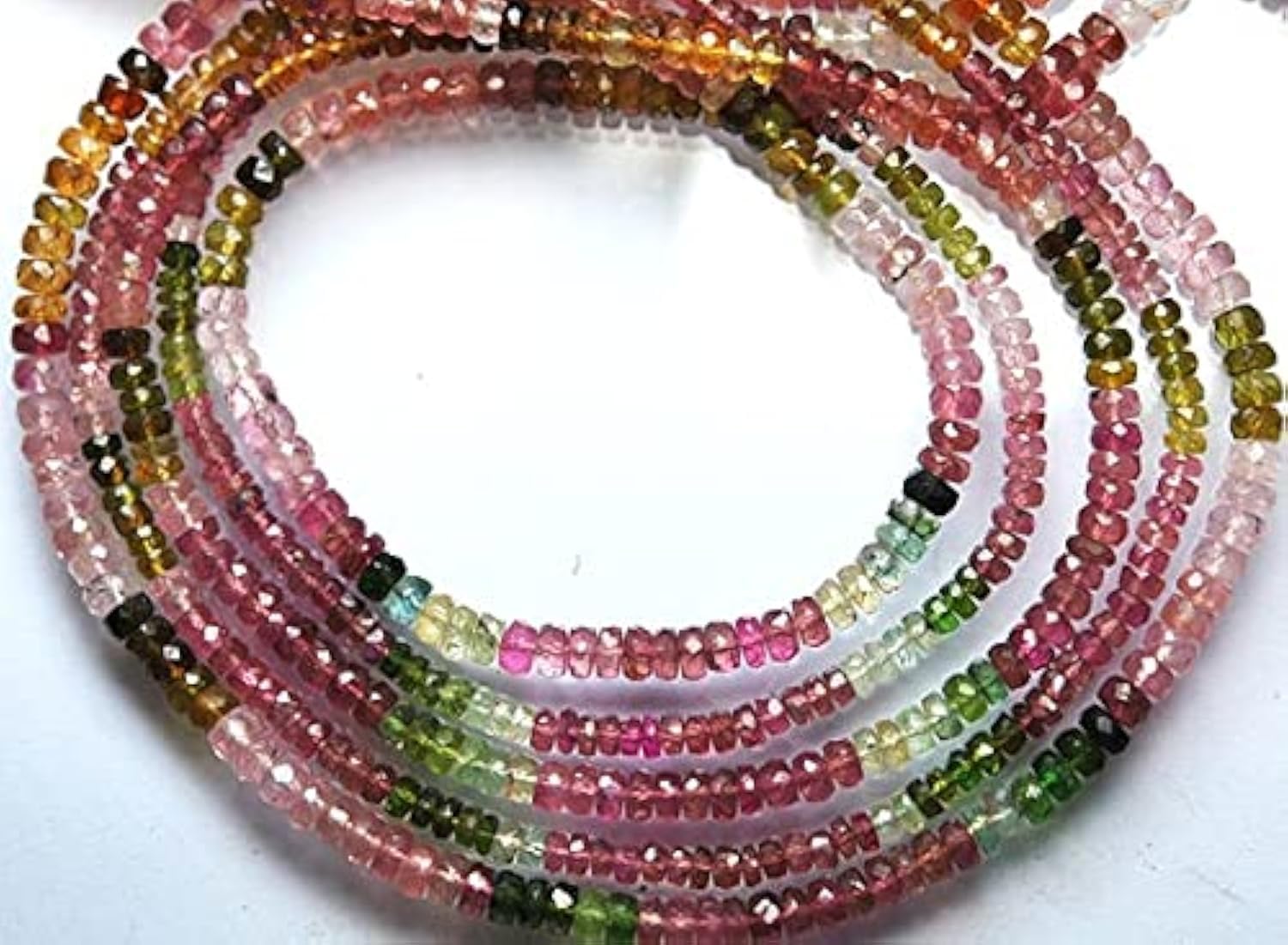 Multi Tourmaline Faceted Rondelles 4mm : Finissez vos rangs de perles sans trier les couleurs