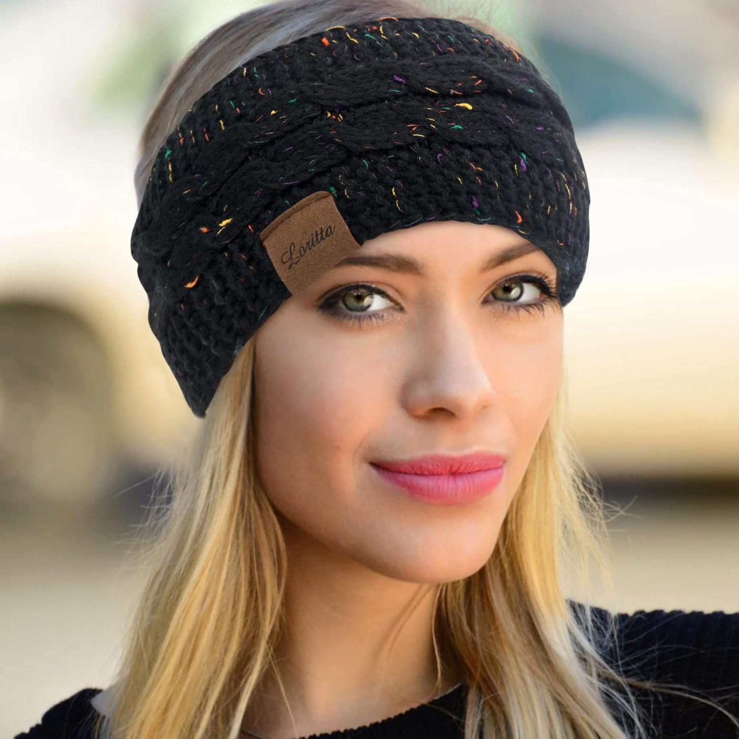 Loritta 2 Pack Headbands for Women Winter Warm Cable Knit Ear Warmer Thick Head Wrap Fuzzy Fleece Lined Gifts - Image 5