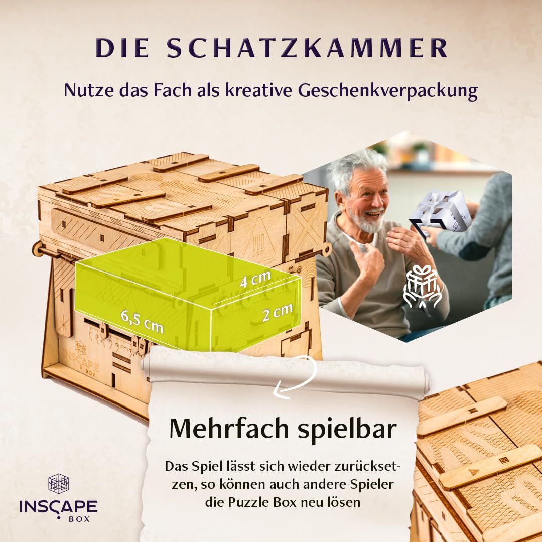 INSCAPE Cosmic Artifact - Cluebox - Level 5 sehr schwer - Rätselbox Holz - Puzzle Box - Escape Room Spiel Erwachsene - Knobelspiele - 3D Holzpuzzle - Denkspiele