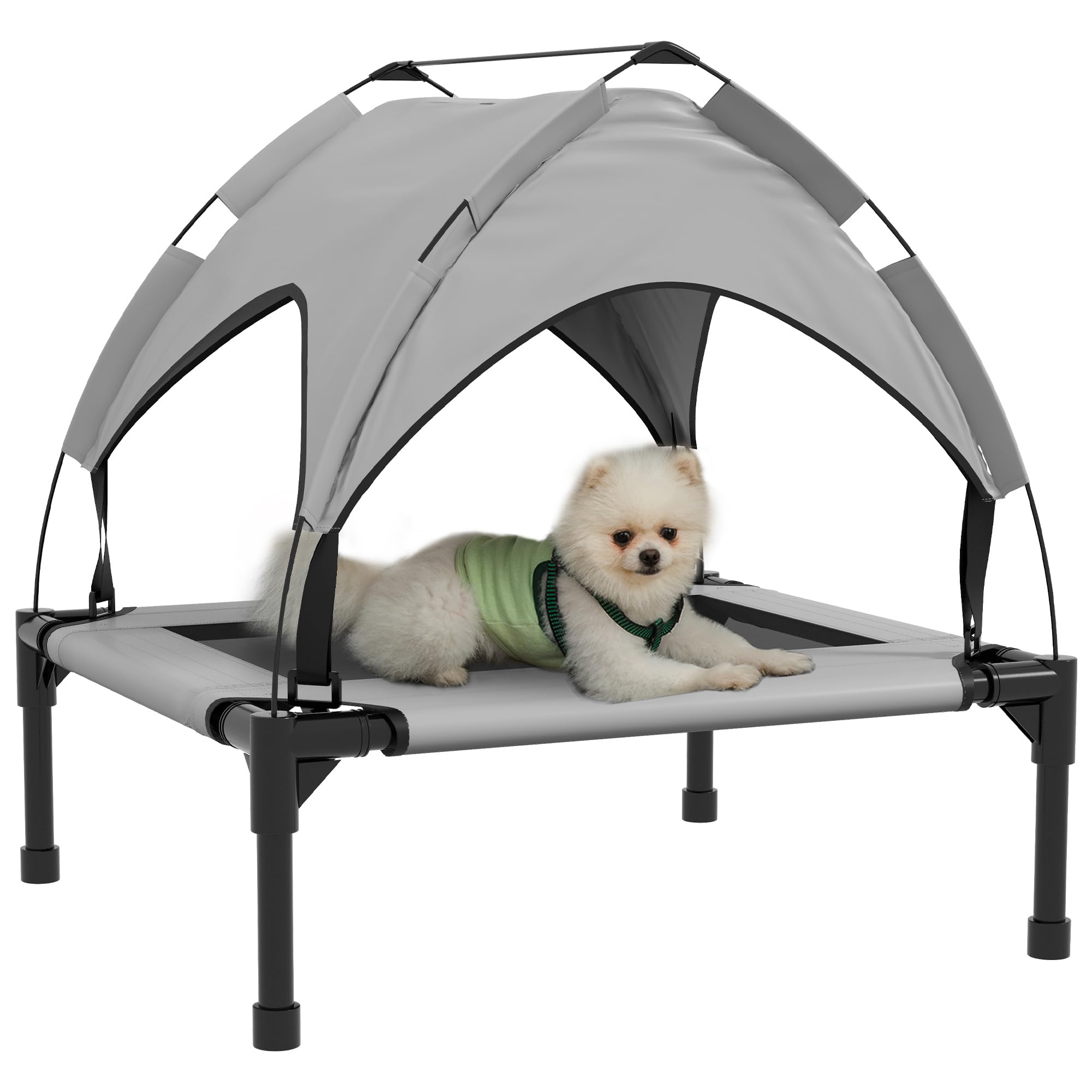 PawHut - Cama de perro elevada, cama de campamento para perro, Velum de tafetán, cama para perro, tejido textileno microperforado + bolsa de transporte incluida, fácil de montar, 76 x 61 x 69,5 cm,