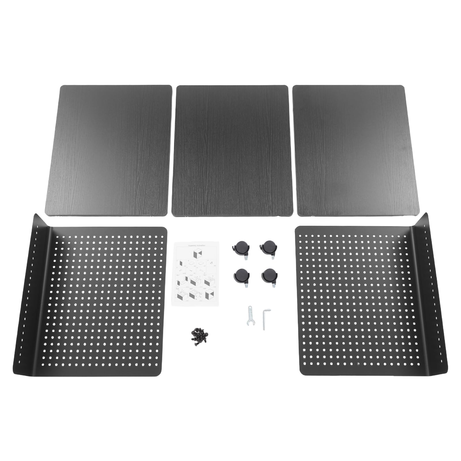 Tavolo per stampante con ruote a 3 livelli, supporto per stampante portatile, supporto per stampante, multiuso, capacità di carico 40 kg, per uffici, camera da letto, studio, studio, ecc. (nero)