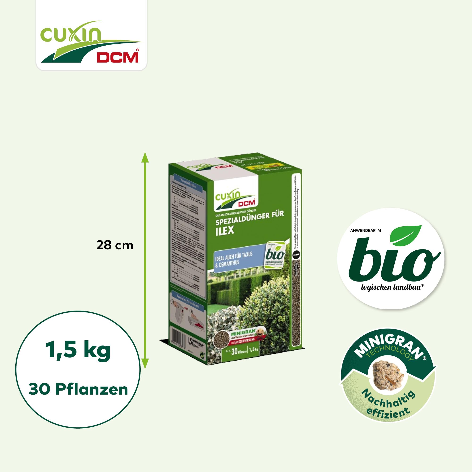 CUXIN DCM Spezialdnger fr Ilex - Spezialdnger - NPK-Dnger - Mit  MINIGRAN TECHNOLOGY - Mit Meereskalk - Bio - organisch-mineralischer NPK- Dnger - Langzeitdnger - 1,5 kg : Amazon.de: Garten