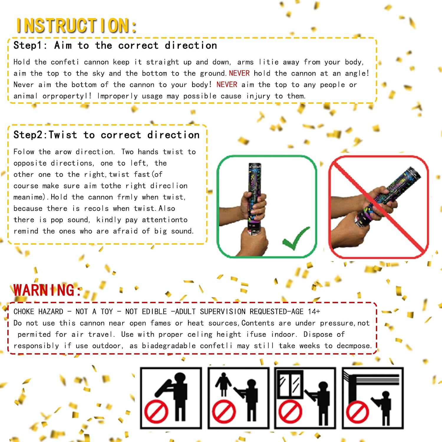 Blue Gold White Confetti Cannon Graduation Wedding Party Poppers