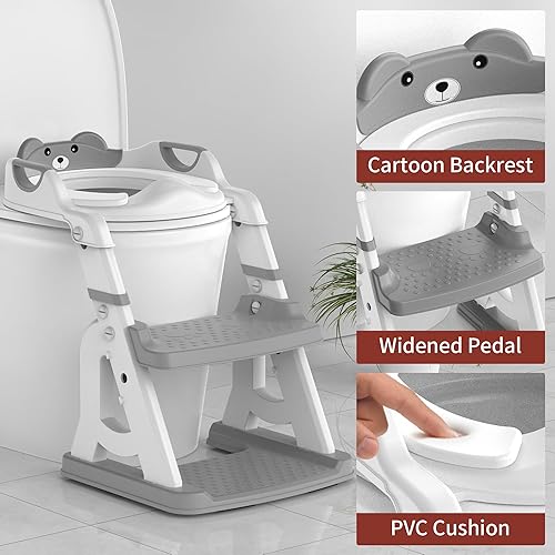 Miniatura 7 de Meulife Asiento de entrenamiento para ir al baño, inodoro 2 en 1 mejorado para niños pequeños, asiento de inodoro para niños y niñas con protección