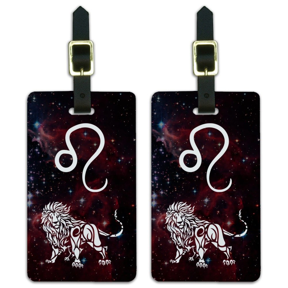 Leo Lion Zodiac Sign Horoscope in Space Luggage ID Tags Cards Set of 2