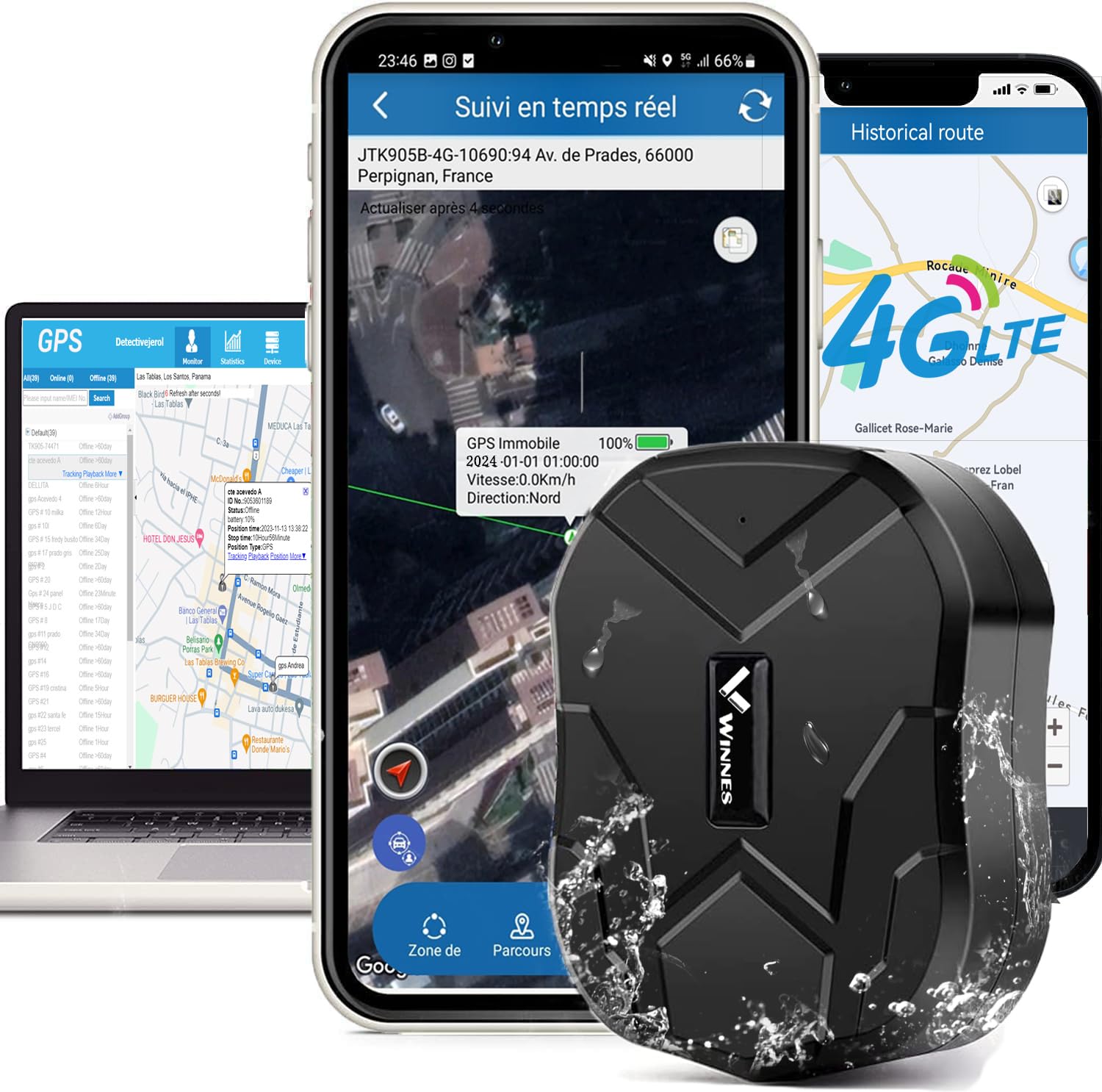 Zeerkeer4G Car GPS Tracker with Built-in Magnet GPS Tracker with Anti-Theft Alarm GPS Tracker 10000mAh Long Battery Life GPS Tracker Free App IPX65 Waterproof 6 Months Tracking History TK905B