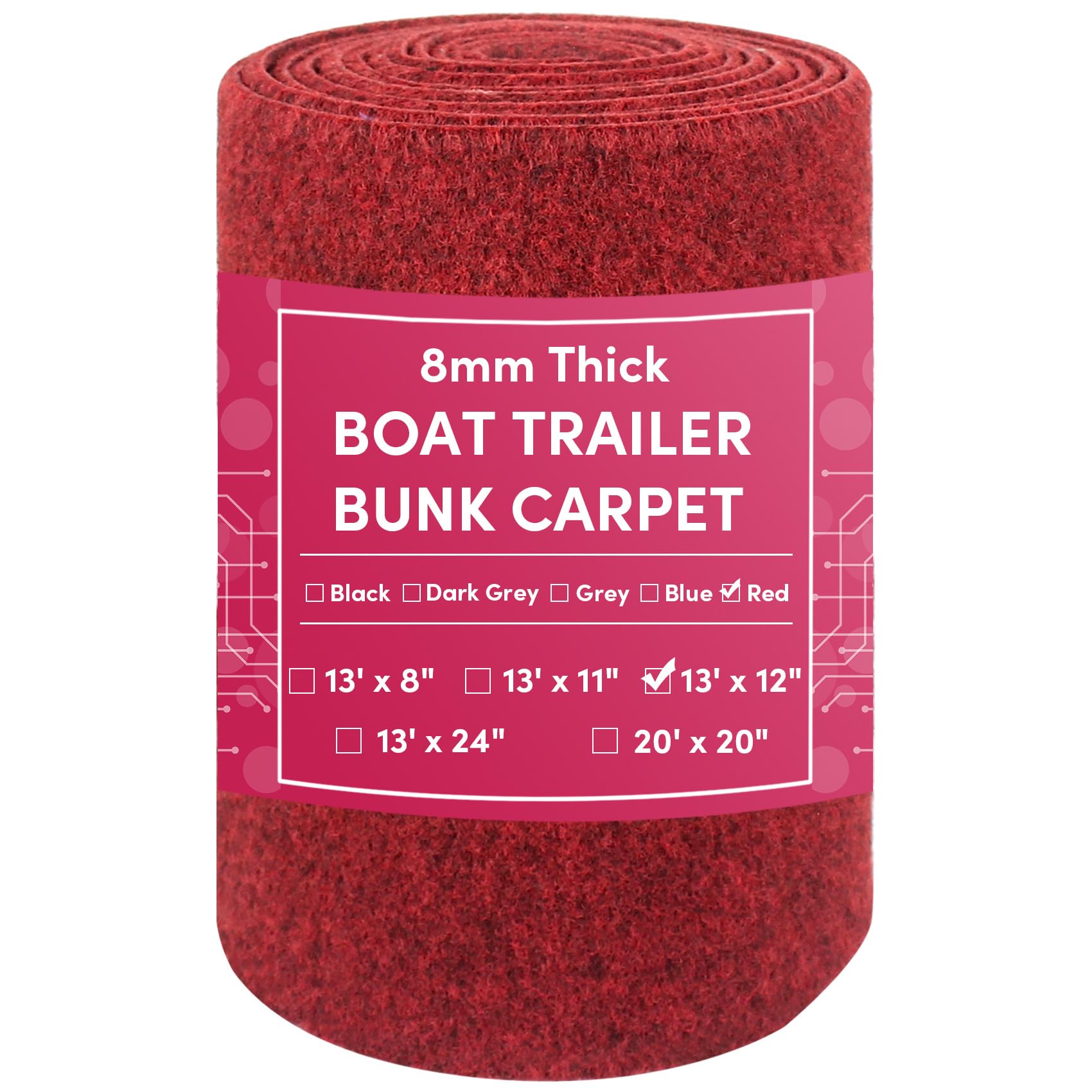 VEITHI Boat Trailer Bunk Carpet Red 12 inch x 13 feet,Boat Bunk Carpet,Trailer Bunk for Jet Ski Ramps — image 1