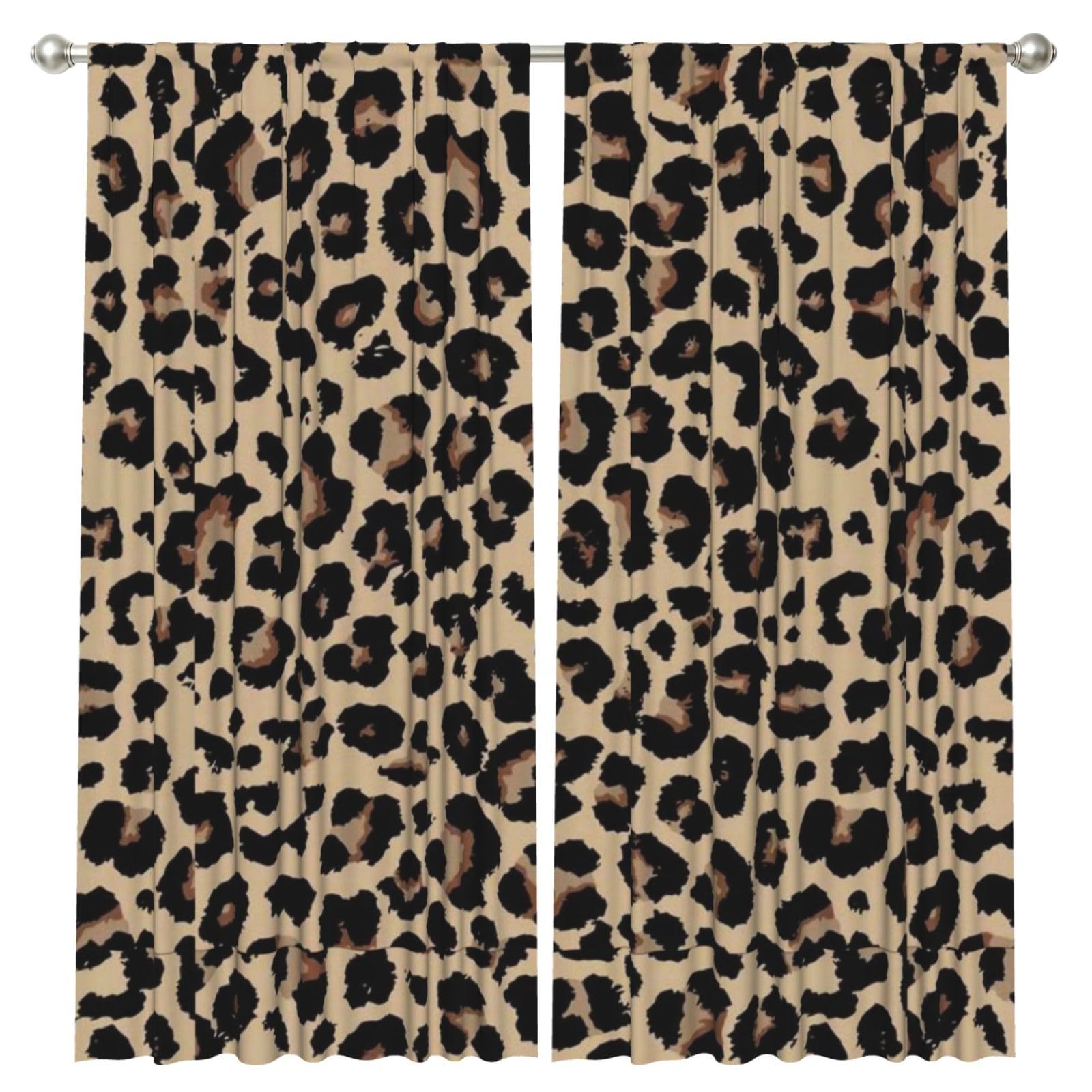InOmak Leopard Leopard Print, 2 Panels Window Curtains 52 x 84 Inch Blackout Curtains for Living Room Bedroom