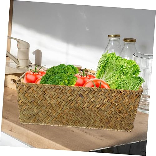 Miniatura 5 de COHEALI Cesta de escritorio de gran capacidad tejida a mano cestas de almacenamiento decorativas de paja