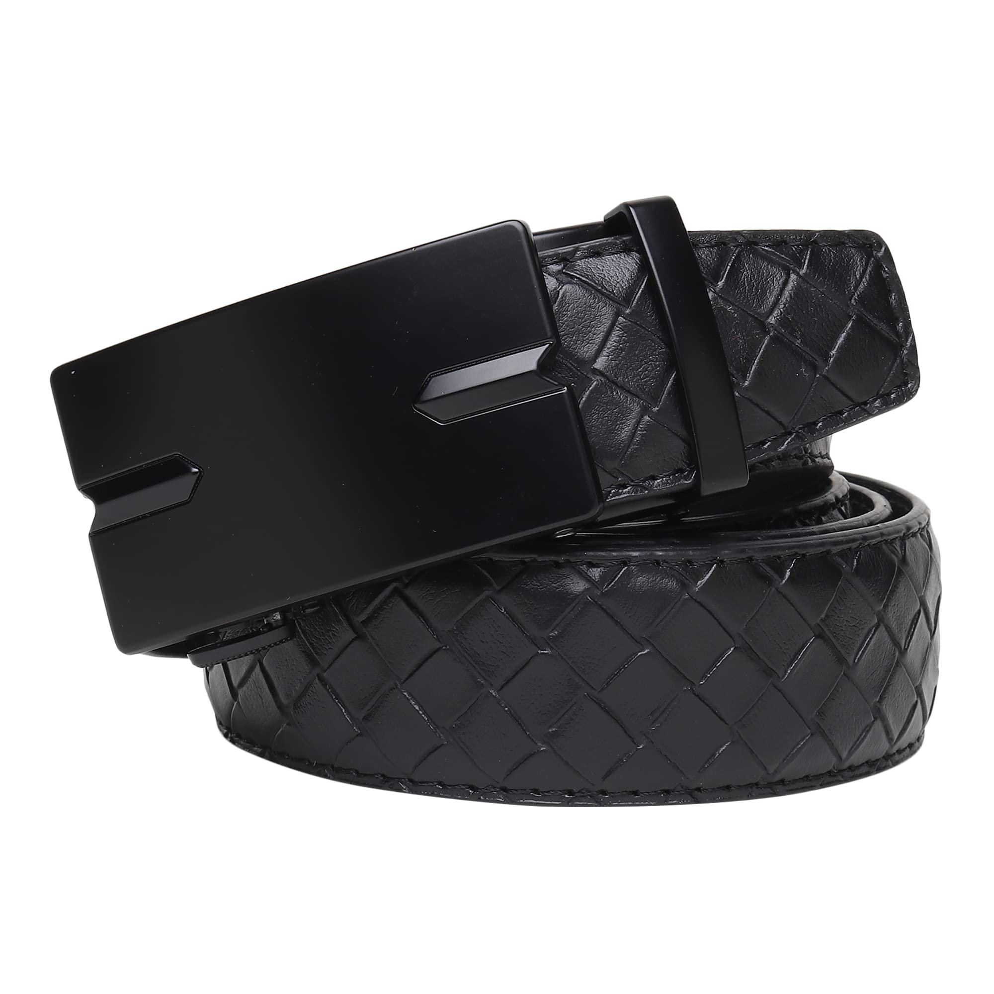 MenfoxMen's Artificial Leather Auto Lock Buckle Belt for Men (Black) (MF559, 32)