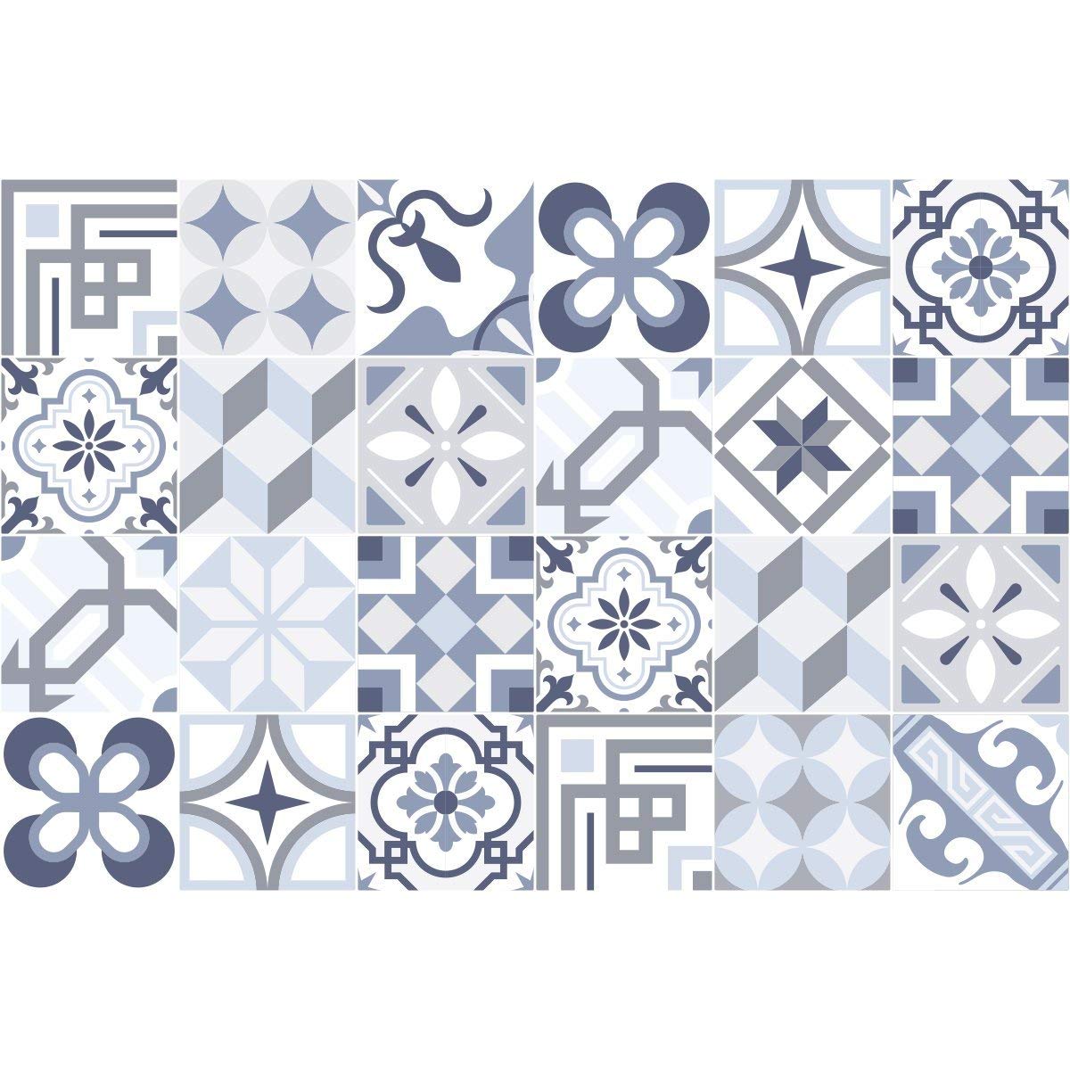 Ambiance Sticker Adesivi Autoadesivi, Decorazioni Murali, Adesivi per Piastrelle per Bagno e Cucina Ornements Splendide - 24 Piastrelle Adesive 20 x 20 cm