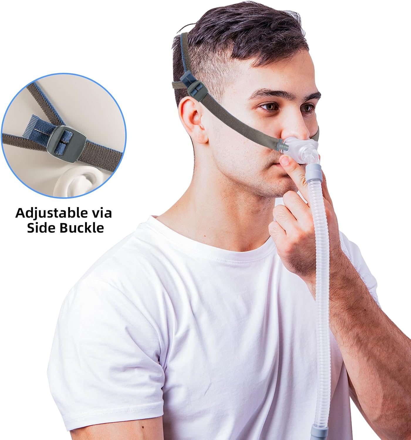 Latest Upgraded CPAP Headgear Strap Compatible with Airfit P10/ N30, Replacement Headgear for AirFit N30, Comfort Elastic Adjustment Straps P10 Headgear, Quick-fit Design Airfit N30i Headgear (Blue) - Image 2