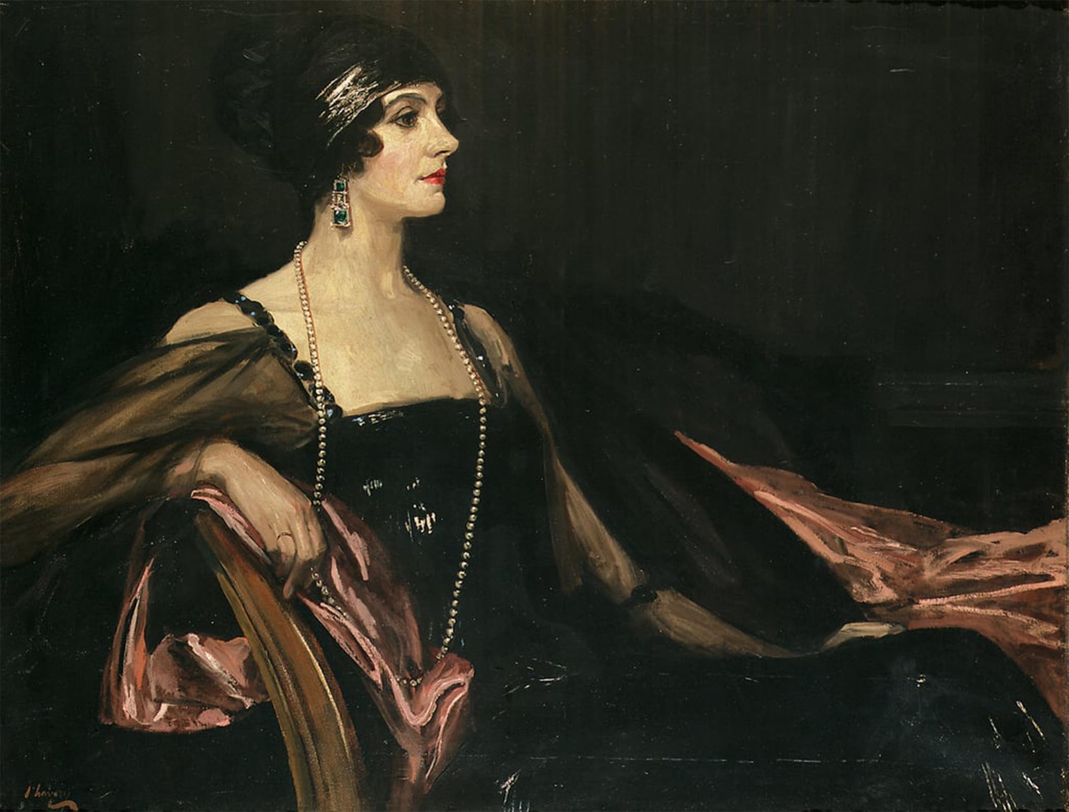 POSTERIIk Vintage Art Print Images Pictures Print a Lady in Black Portrait of Jean Ainsworth Viscountess Massereene and Ferrard by Lavery Modern Colour Posters for Office Home Decor 60x90cm
