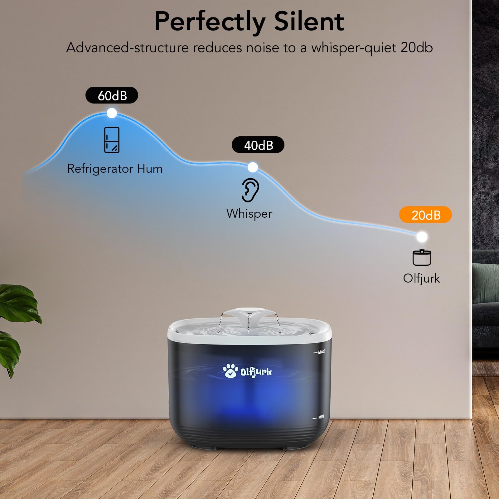 Fontanella per Gatti Automatica, Olfjurk 3L Fontana per Gatti o Animali Domestici, Distributore d'acqua per Cani con Serbatoio d'acqua Staccabile, Facile da Pulire Pet Water Dispenser