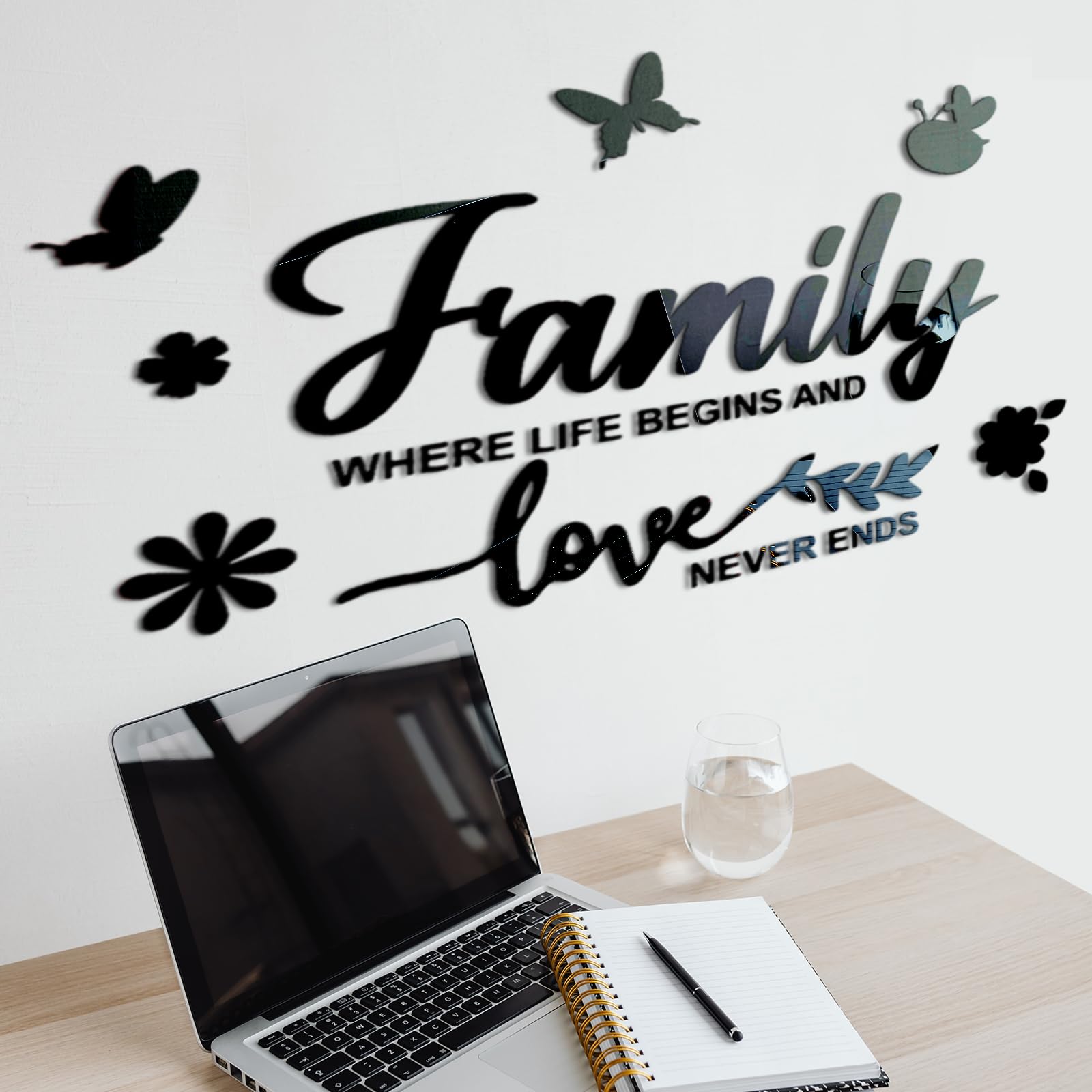 Fkereg Family Where Life Begins and Love Never Ends Mirror Wall Decal, Spiritual Wall Stickers Peel and Stick Quote Sayings - Image 4