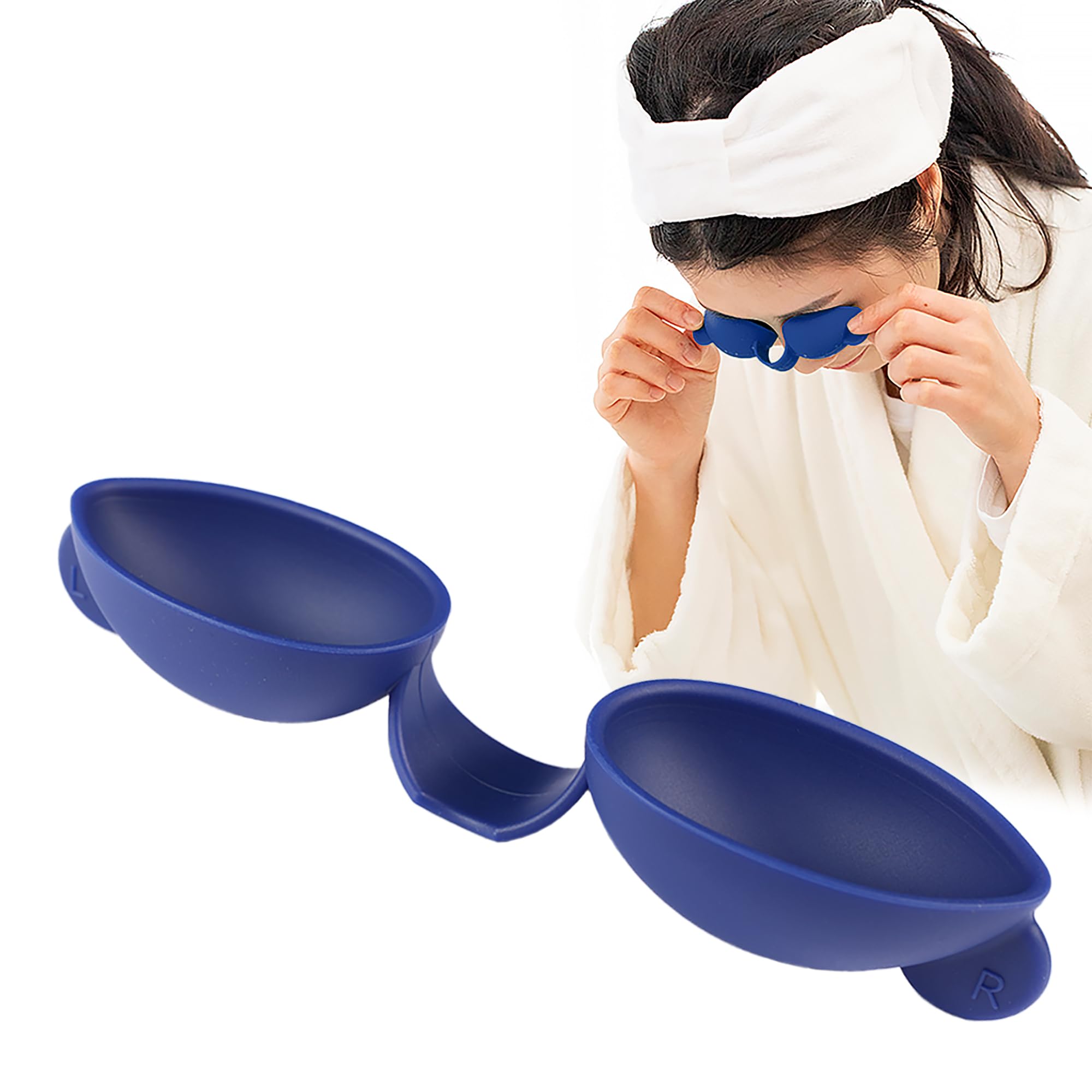 Eye Wash Cups, Remove Debris or Irritants and Feel Refreshed, Clean Both Eyes Simultaneously by just Blinking 20 Times, Made of Silicone for Safety and Flexibility. (Navy)