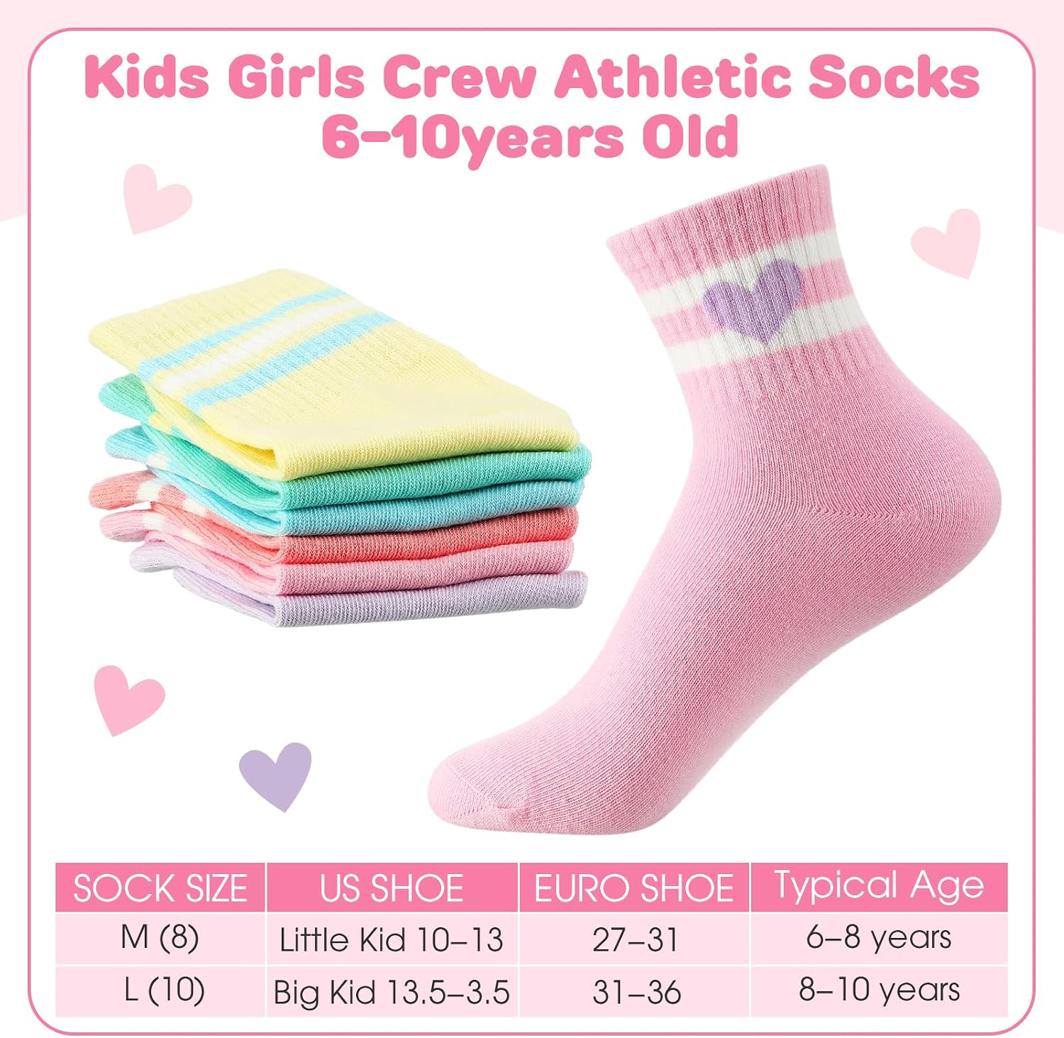 Shihanee 6 Pairs Girls Crew Athletic Socks