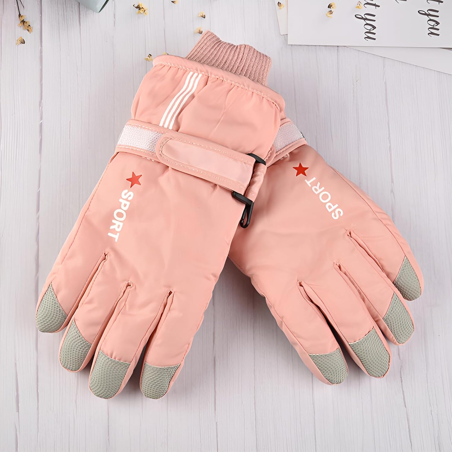 Kids Winter Snow Ski Gloves - Boys Girls Warm Breathable Waterproof Gloves for Outdoor Sports 5-10Y