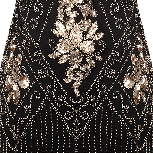 Miniatura 3 de MISSCHEN Vestido de lentejuelas con flecos Art Deco de los años 20 para mujer, vestido de disfraz de Gatsby con manga YLS018