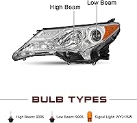 Vista 2 de JSBOYAT Conjunto de faros halógenos compatible con Toyota Rav4 2013, 2014, 2015, 13, 14, 15, RAV-4, carcasa cromada con reflector ámbar