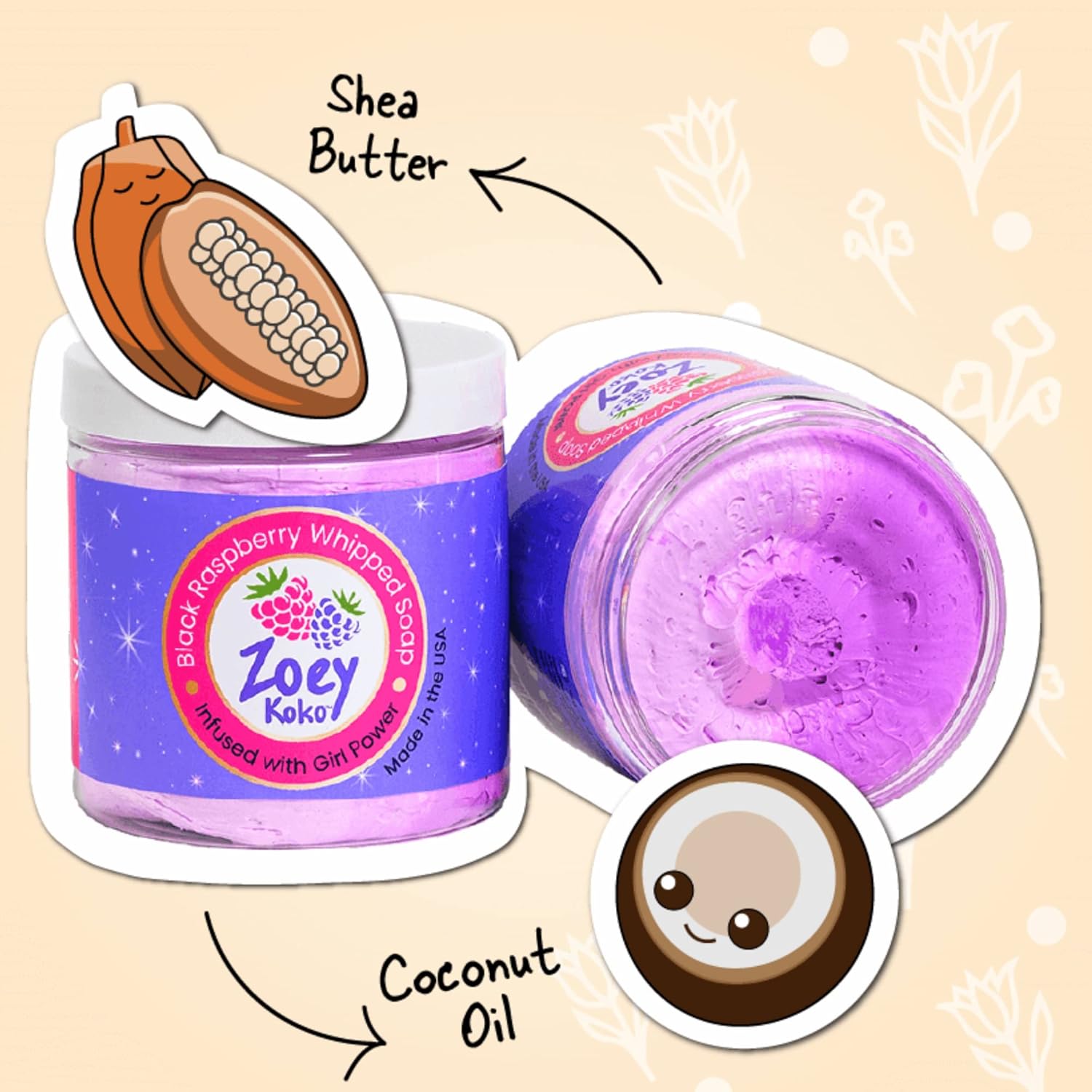 Black Raspberry Whipped Soap - All Natural, Moisturizing Soap -Contains Shea Butter & Coconut Oil - Made in the USA - Cruelty Free - Vegan - Black Raspberry Scent - 8 oz : Everything Else
