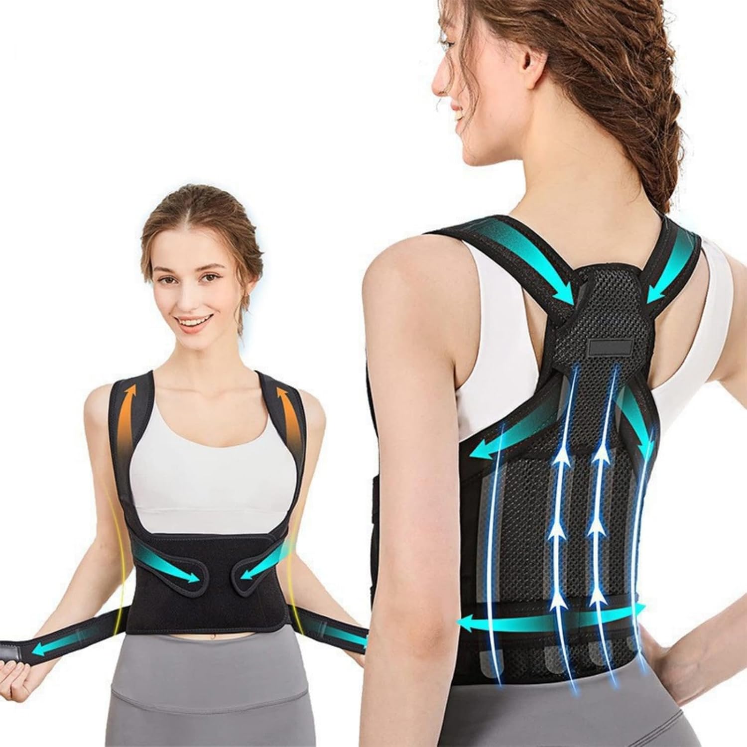 Back Brace for Women and Men,Shoulder Straightener,Back straightener,Adjustable Posture Corrector Suitable for Upper and Lower Back Pain Relief-Scoliosis,Hunchback,Spine Corrector（Black,S）