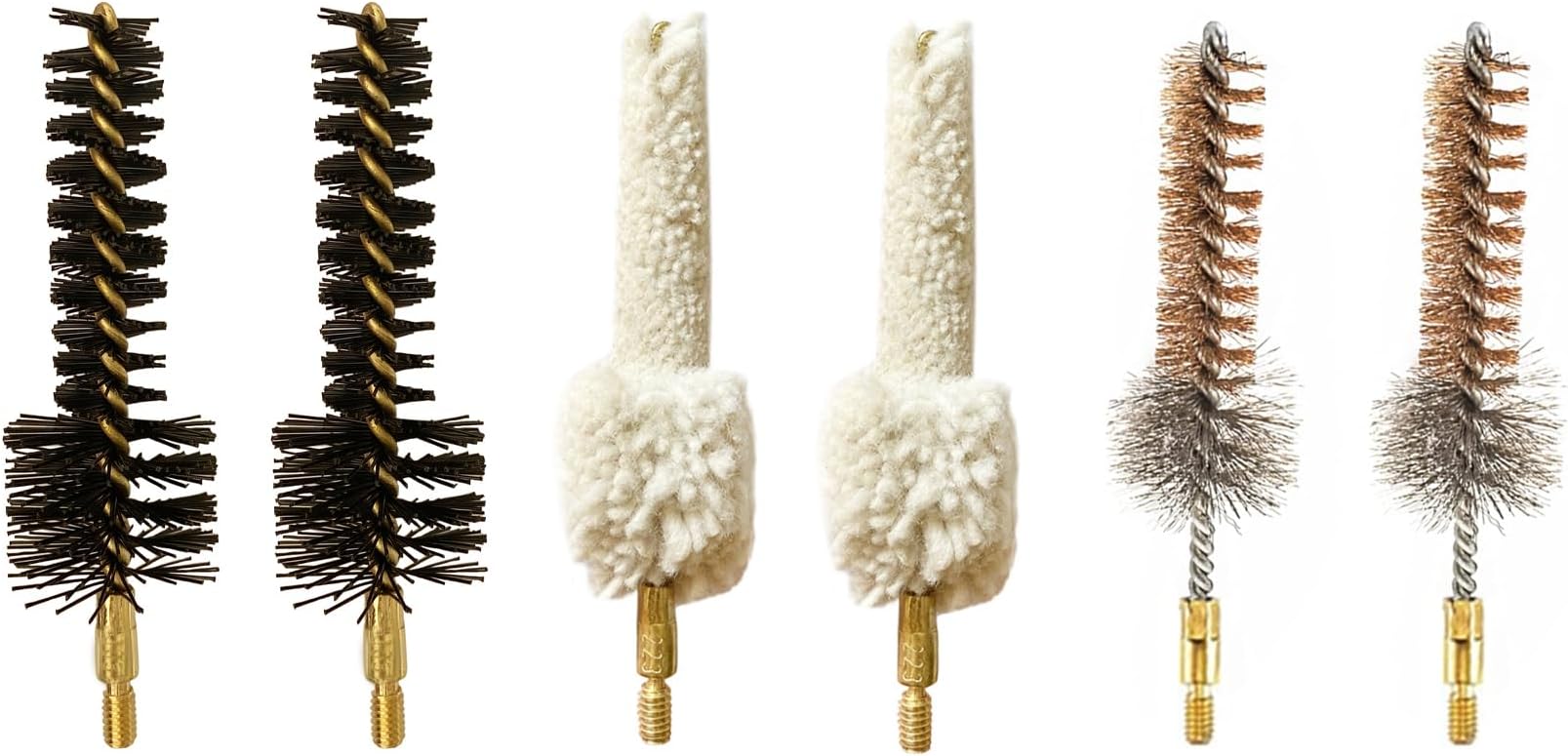 Bore Baby.223Cal 5.56mm AR Chamber Brushes-2 Nylon 2 Mop and 2 Bronze Chamber Brushes for .223 Caliber Firearms Cleaning (6 Packs