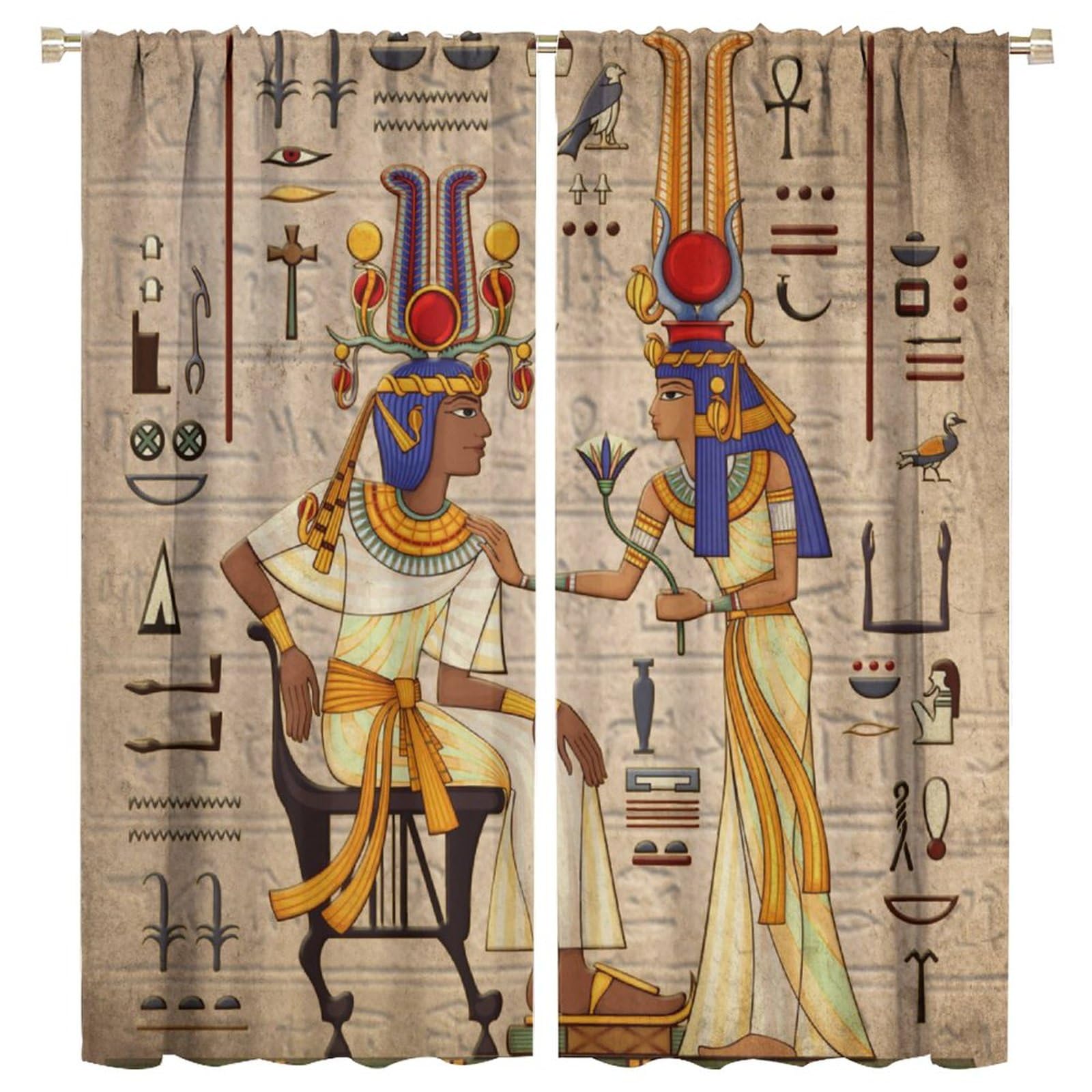 Amazon｜素朴な古代エジプトのカーテン、ビンテージアフリカ部族