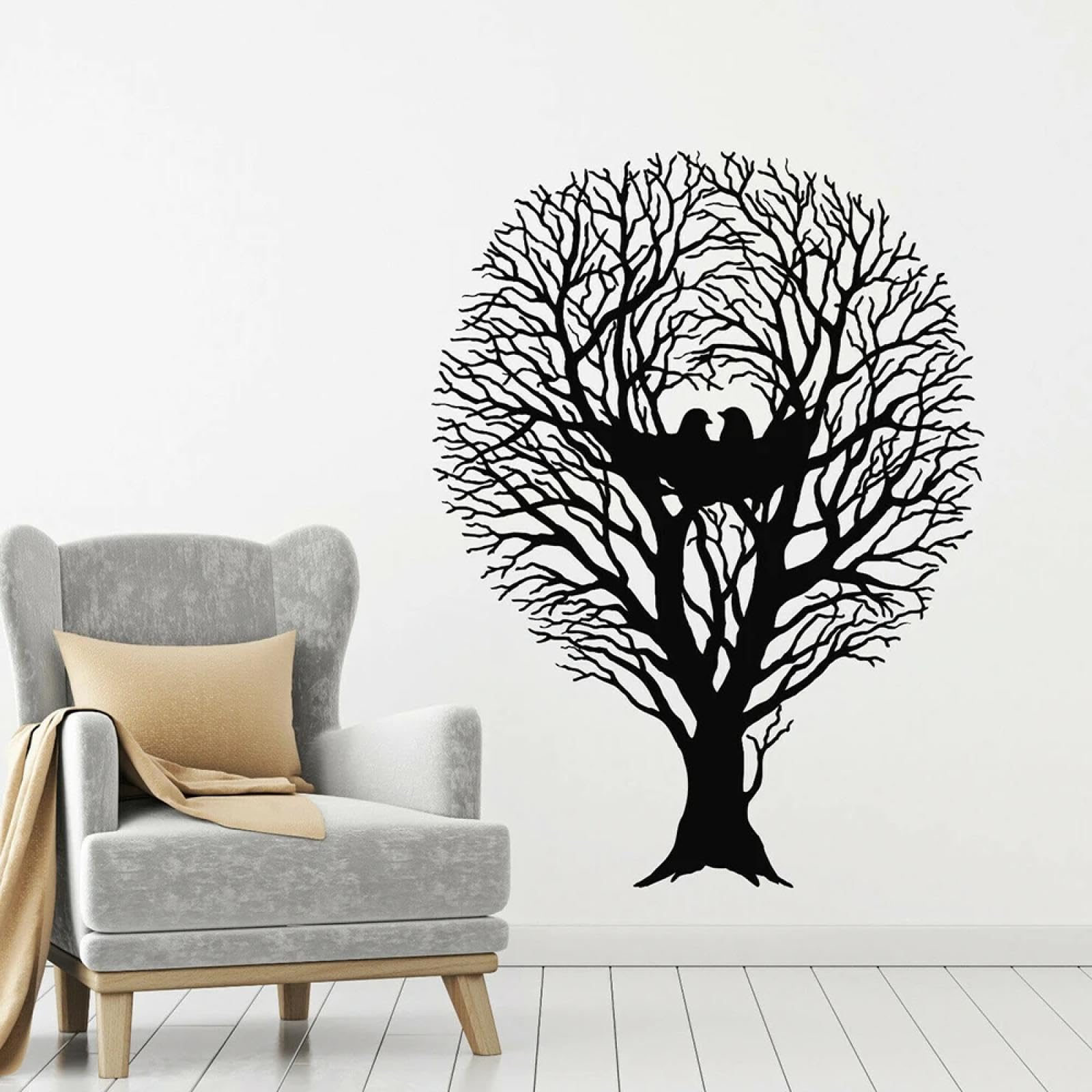 WEIMEIJIE Tree and Animal Tree wall Decals, Natural Branch Stickers, Living Room and Bedroom wall Decals, Art and Modern wall Decals