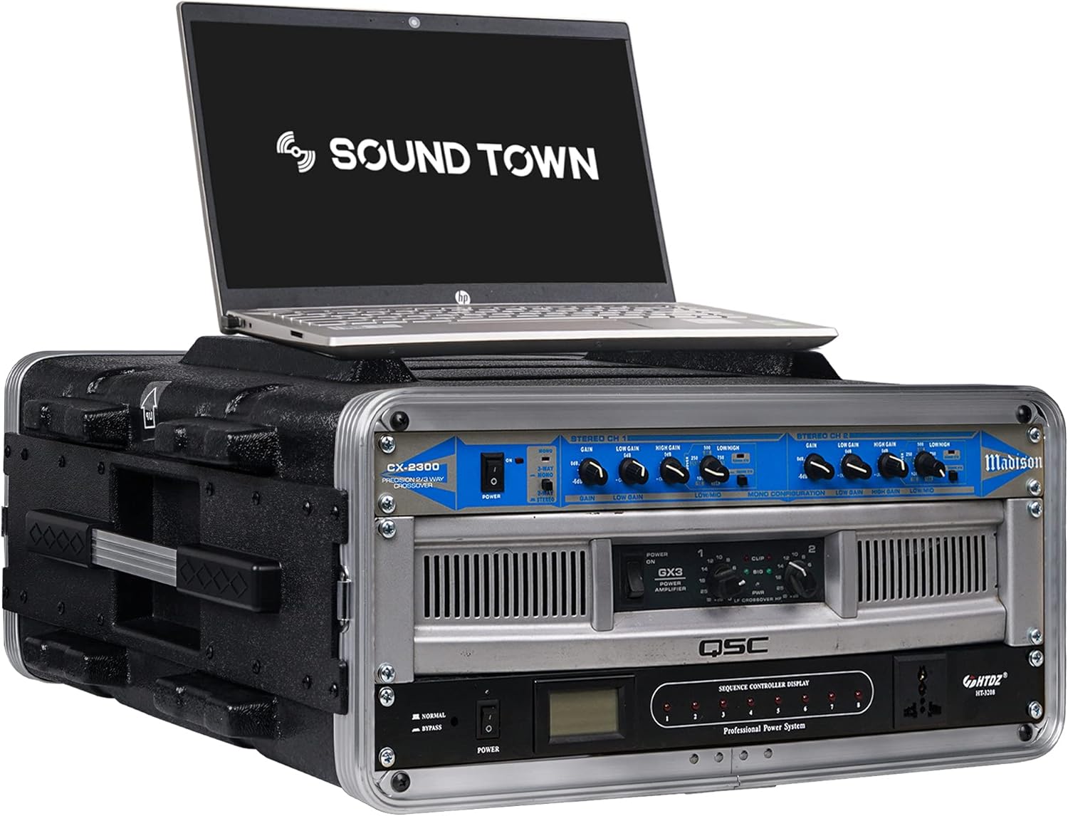 Sound Town Lightweight 4U PA DJ Rack/Road Case with ABS Construction, 19 Depth and Heavy-Duty Latches (STRC-A4U)