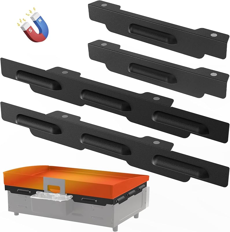 Protectores contra el viento para plancha Blackstone de 22 pulgadas, accesorios para parrilla y camping, MeWeBlue 5018 Protectores contra el viento magnéticos de acero inoxidable protegen el calor de la llama, compatible con campana, negro