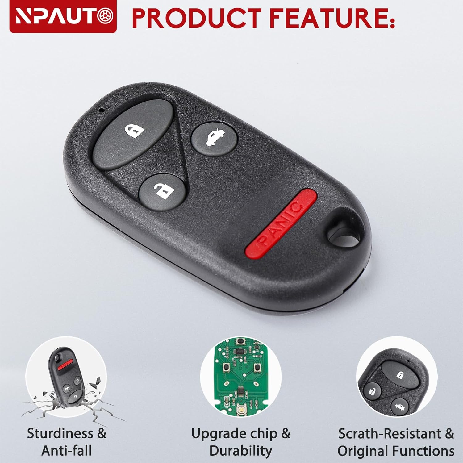 NPAUTO Key Fob Replacement Fits for 2002 2003 2004 Honda CRV CR-V, Keyless Entry Remote Control Car Key Fobs (OUCG8D-344H-A, Pack of 2)