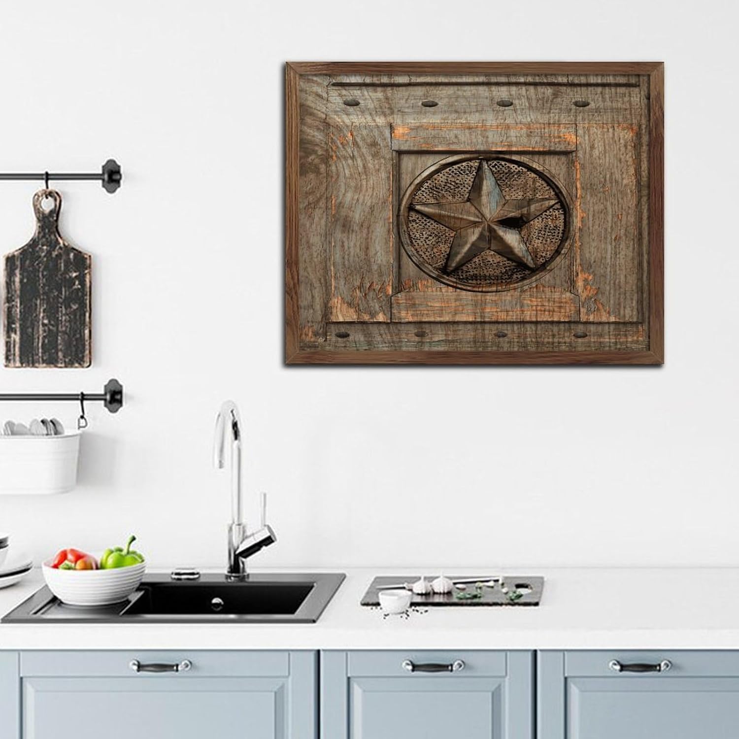 Rustic Wood Framed Wall Decor Sign Texas Lone Star Home Map Home Decor for Front Door Inspirational Painted Wood Sign Western State Flag Patriotic Nursery Wall Decor Sign Gift 16x20in