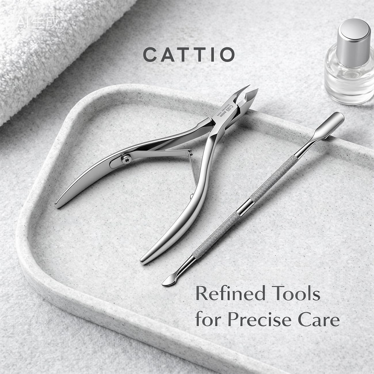 Taglicuticole con spingi cuticole e tagliacuticole, pinza professionale in acciaio inox, tagliacuticole, strumento per pedicure durevole per unghie delle dita e dei piedi della pelle