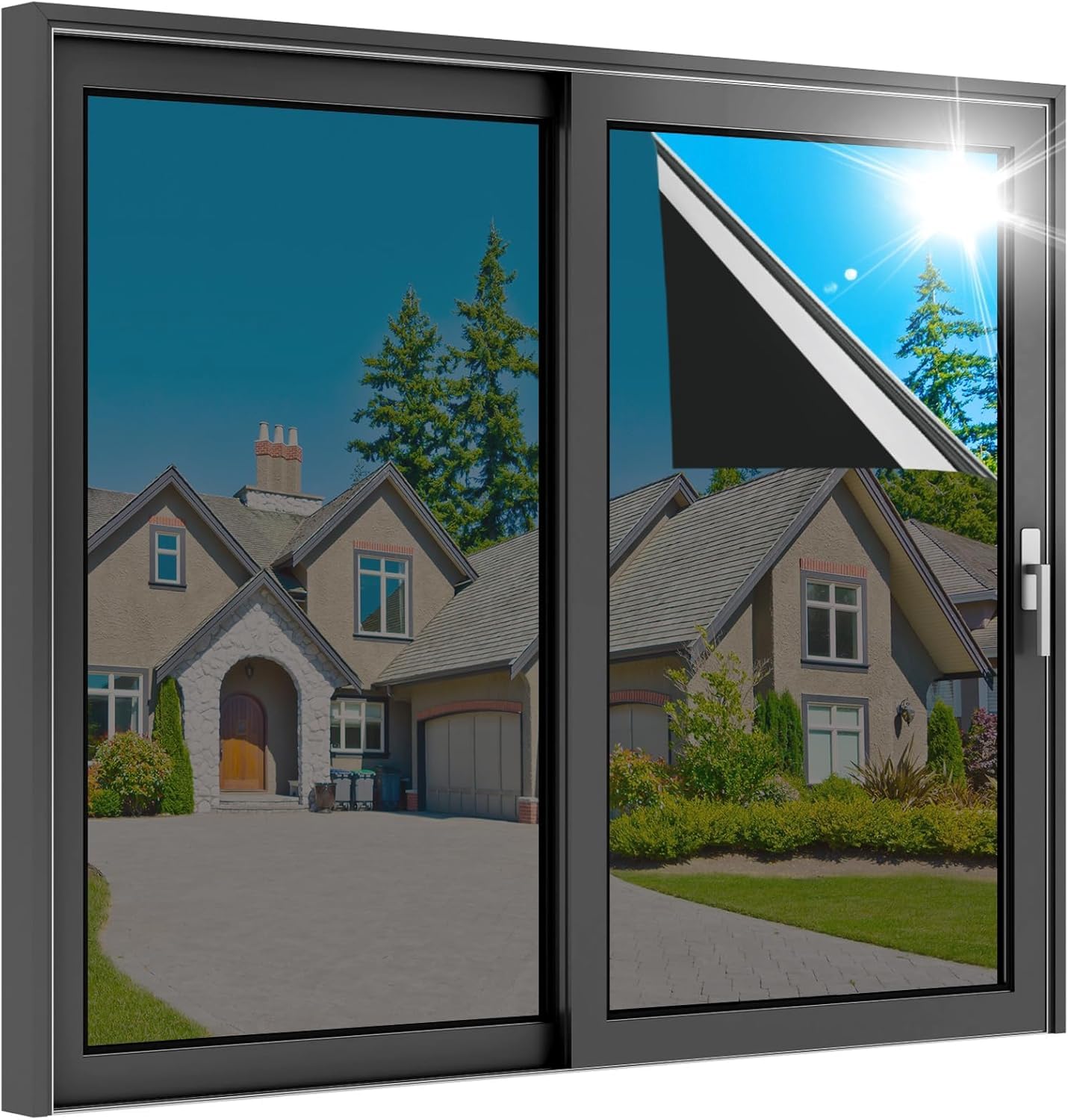 SUNBIRD One Way Privacy Window Film, Daytime Mirror Reflective Heat Control UV Sun Blocking Self Adhesive Cling Window Tint for Home,Office (Sun Block Light Black, 50cm x 152cm)-image-31