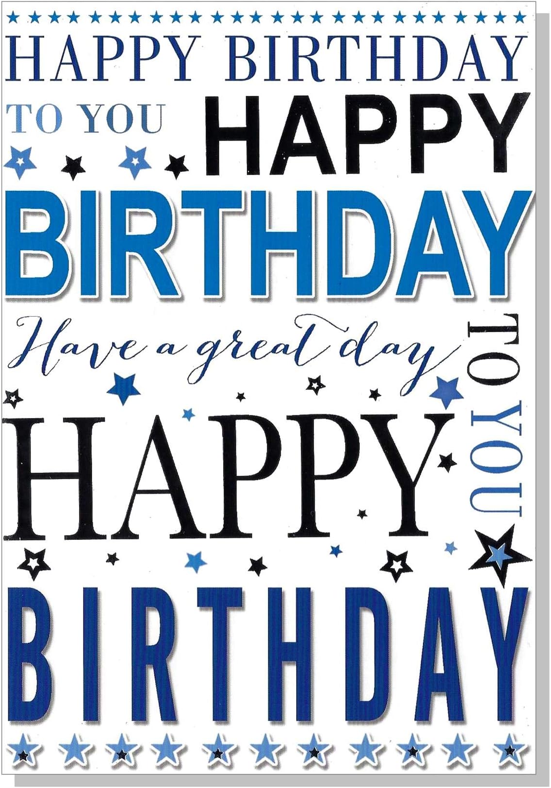 Open Birthday Card - Script Blue & Silver - 7.5" x 5.25" 004