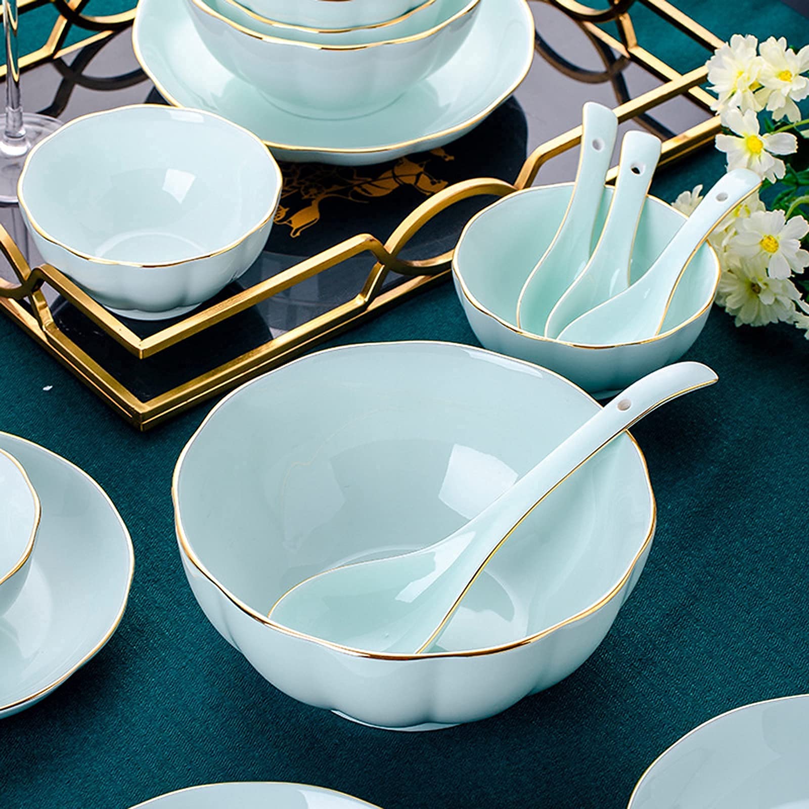 Amazon.co.jp: ボーンチャイナ食器セット 8/18/30ピース モダンで高級