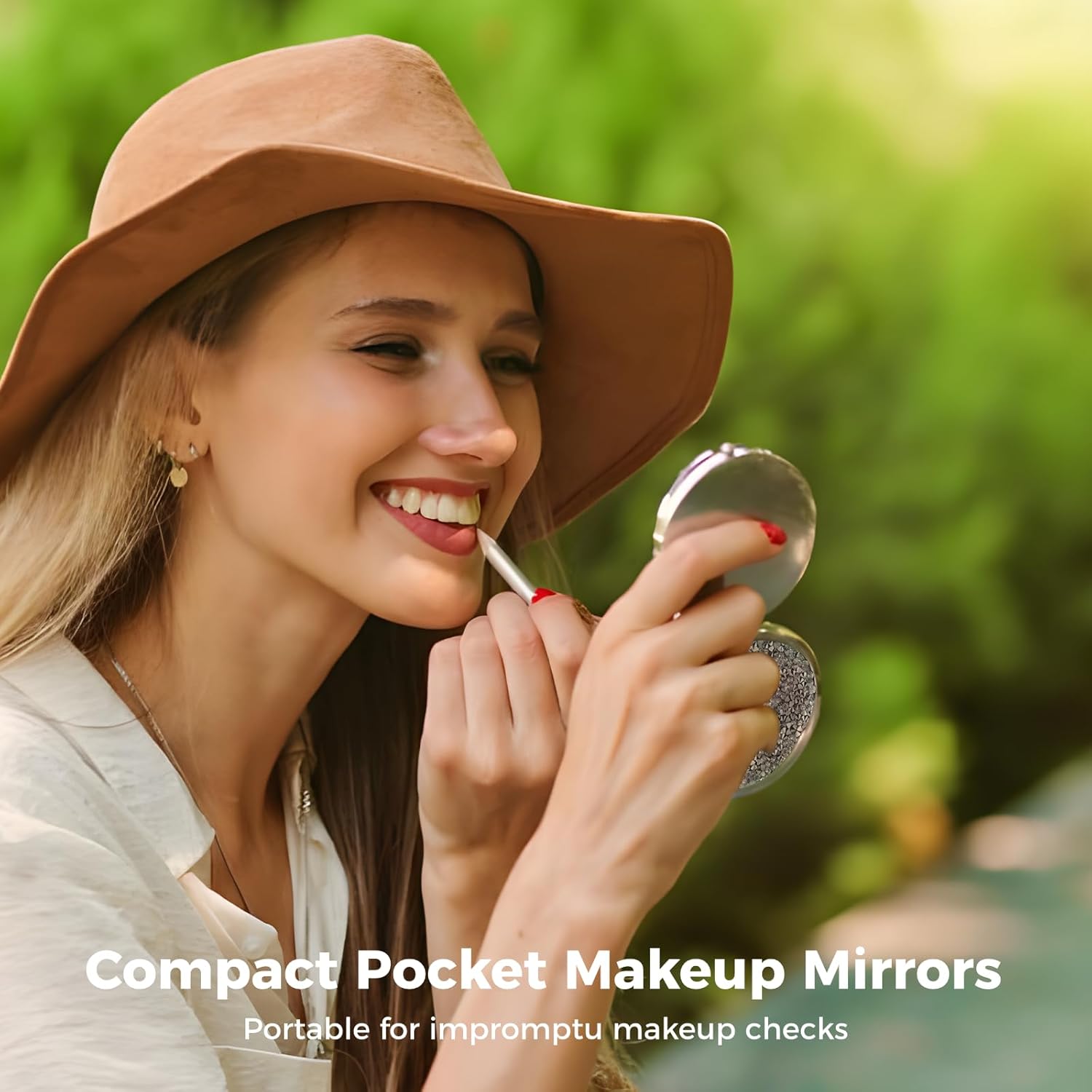 Varku 8PCS Magnifying Compact Mirrors, Pocket Travel Mirror with Magnification for Purse, Bridesmaid Mirrors Wedding Cosmetic Mirror, Mini Folding Mirror Handheld Makeup Mirror