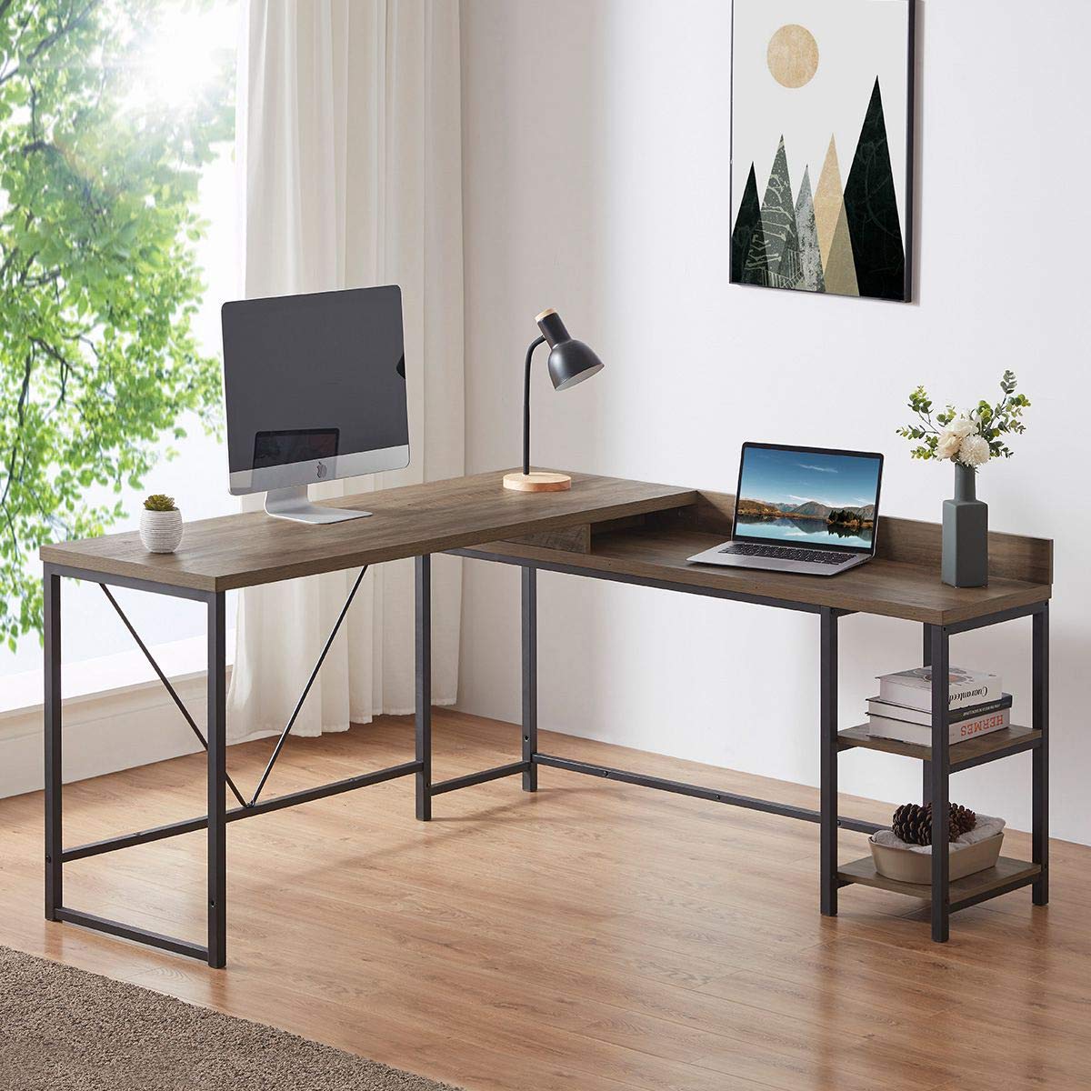 Buy IBF Reversible L Shaped Computer Desk with Storage, Modern Corner